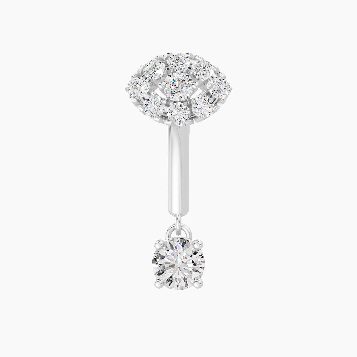 Minerva | Piercing Rook Œil Diamant Or Blanc 18k Hypoallergénique 5.5 mm 8 mm