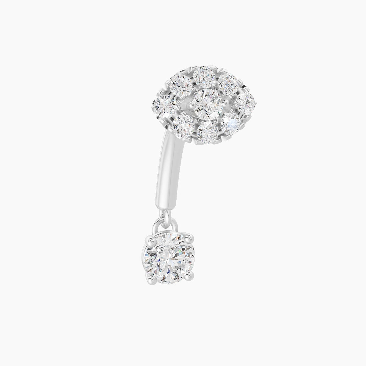 Minerva | Piercing Rook Œil Diamant Or Blanc 18k Hypoallergénique 5.5 mm 8 mm