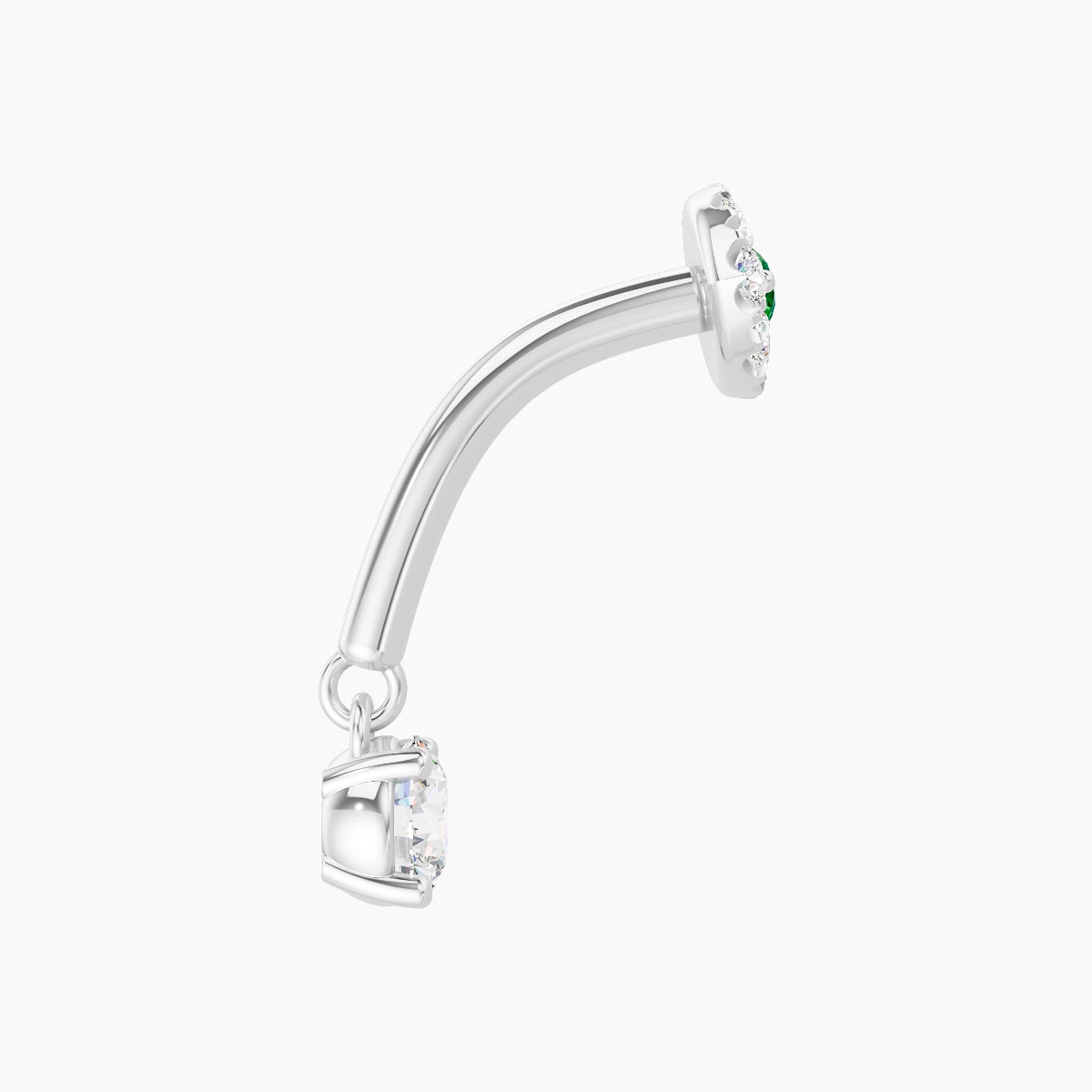 Minerva | 18k White Gold 8 mm Eye Emerald & Diamond Rook Piercing