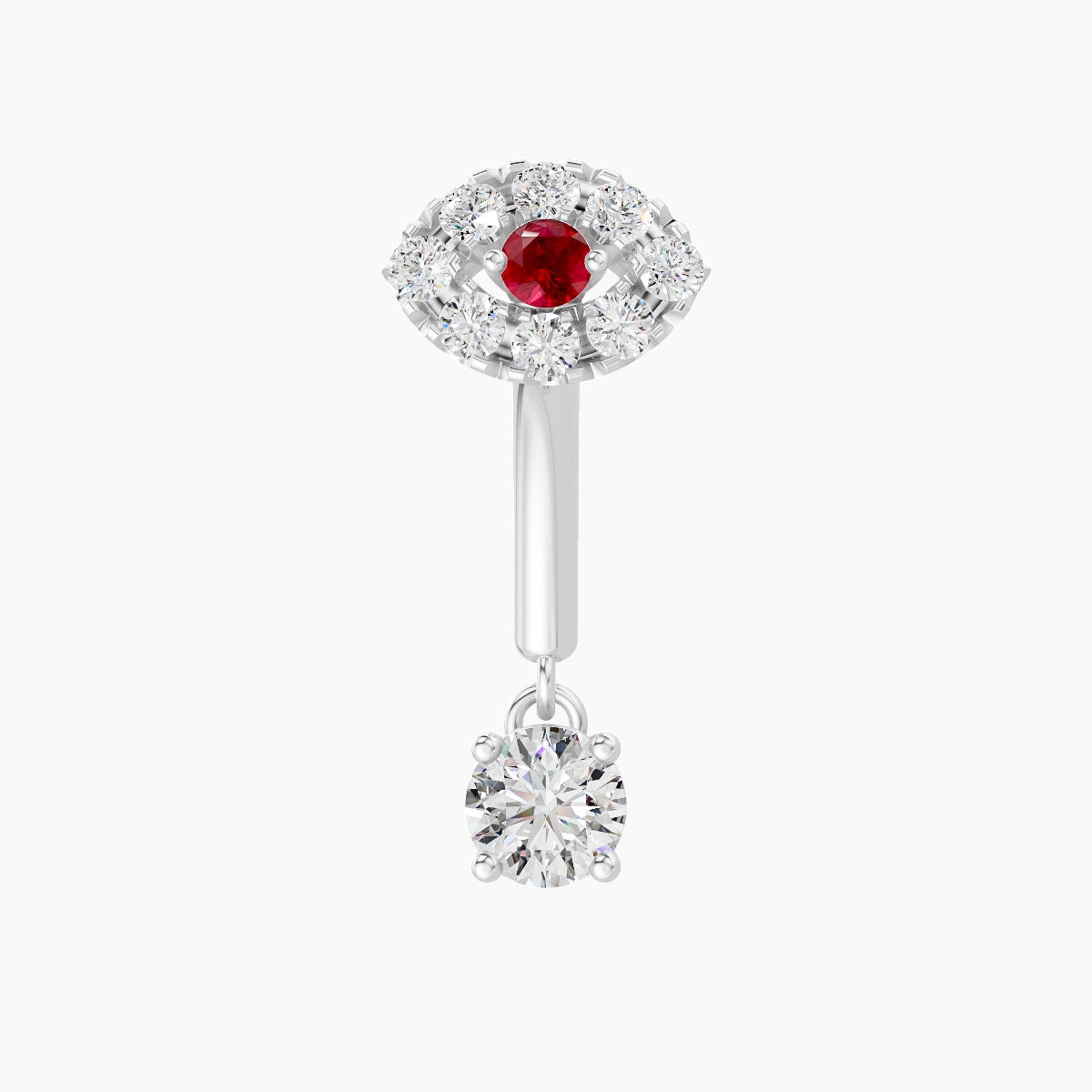 Minerva | 18k White Gold 8 mm Eye Ruby & Diamond Rook Piercing