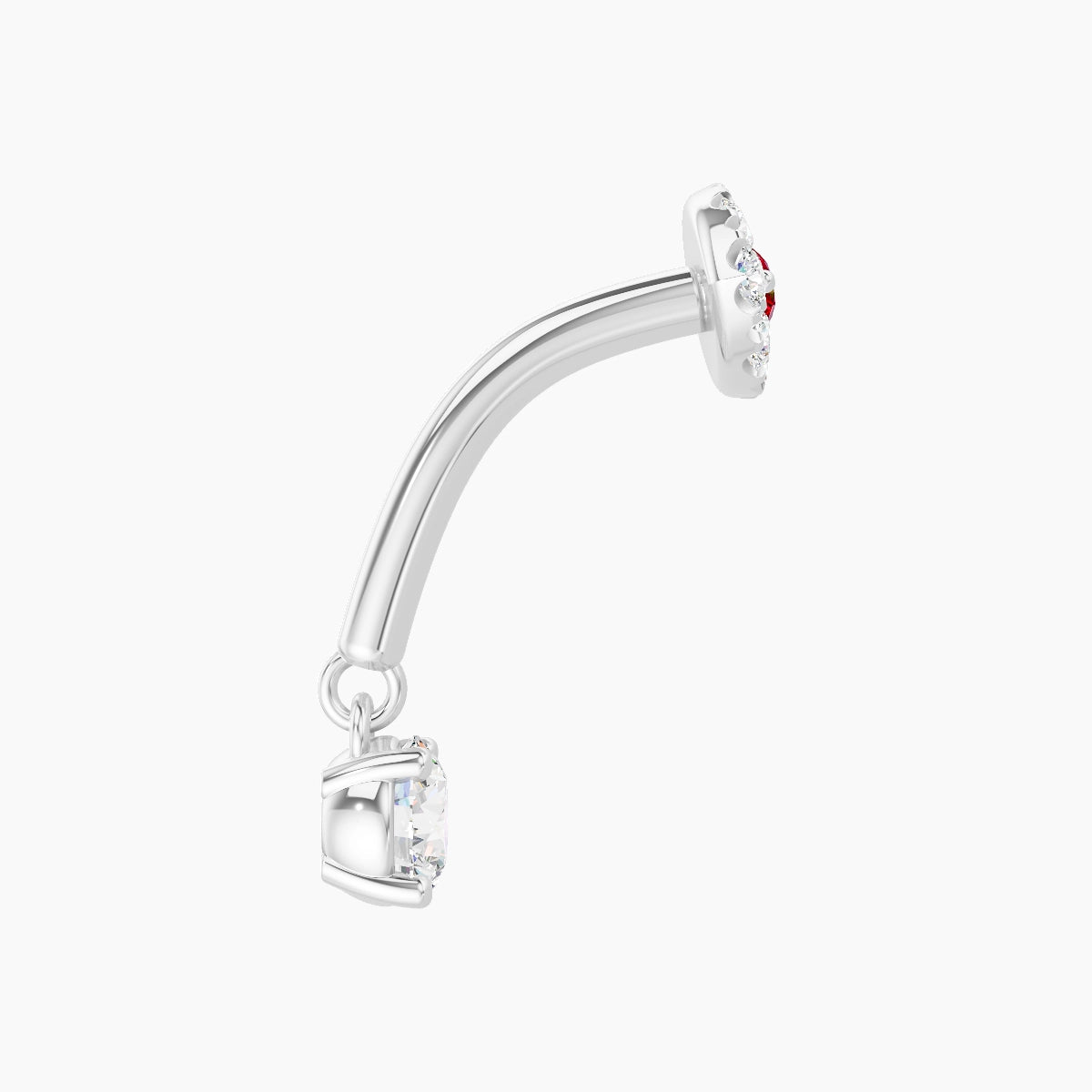 Minerva | 18k White Gold 8 mm Eye Ruby & Diamond Rook Piercing