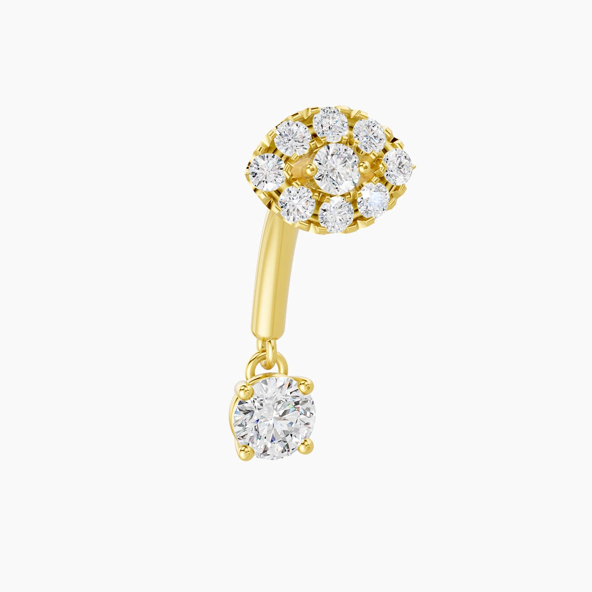 Minerva | Piercing Rook Œil Diamant Or Jaune 18k Hypoallergénique 5.5 mm 8 mm