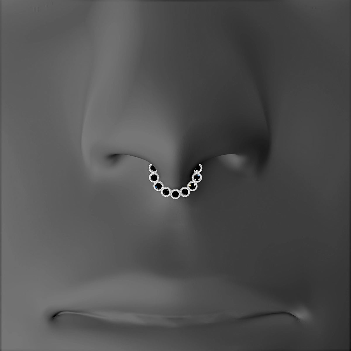 Naya | 18k White Gold 6.5 mm Black Diamond Septum Piercing