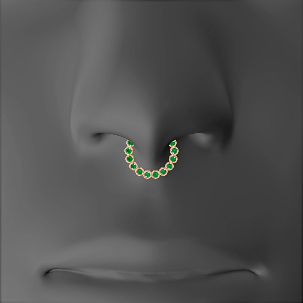 Naya | 18k Rose Gold 8 mm Emerald Septum Piercing