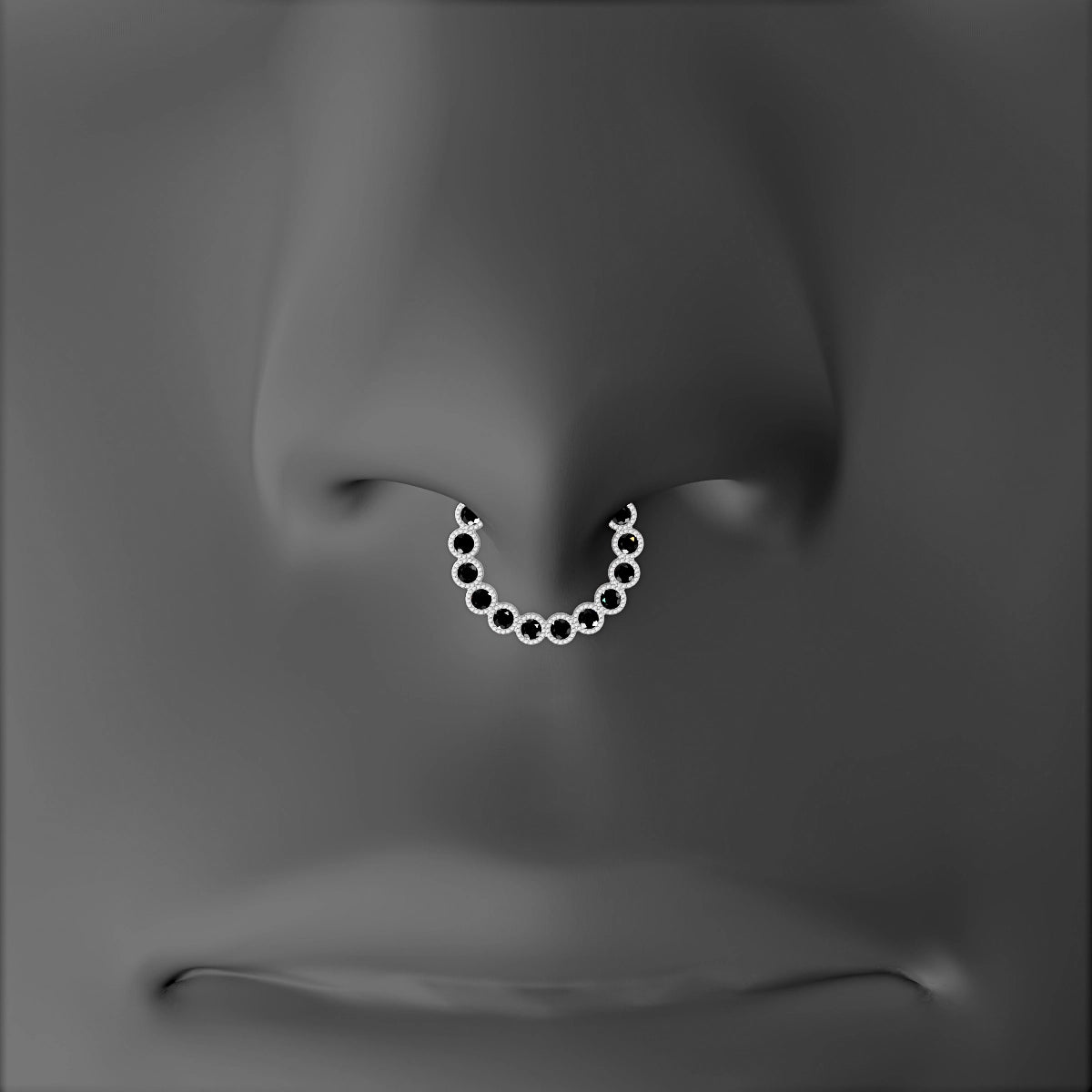 Naya | 18k White Gold 8 mm Black Diamond Septum Piercing