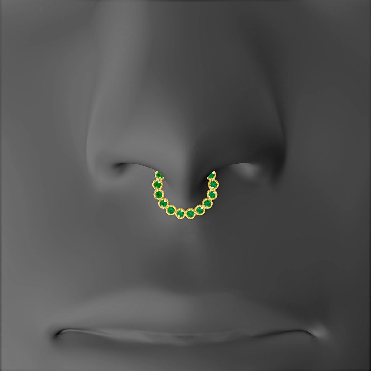 Naya | 18k Yellow Gold 8 mm Emerald Septum Piercing