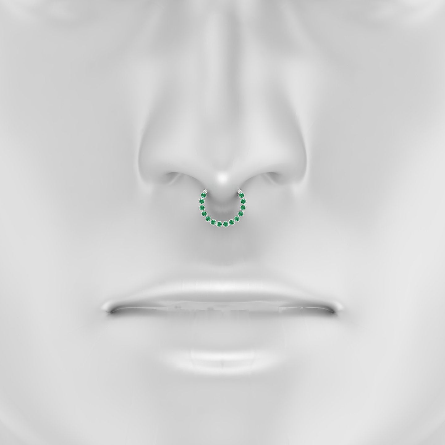 Naya | 18k White Gold 9.5 mm Emerald Septum Piercing