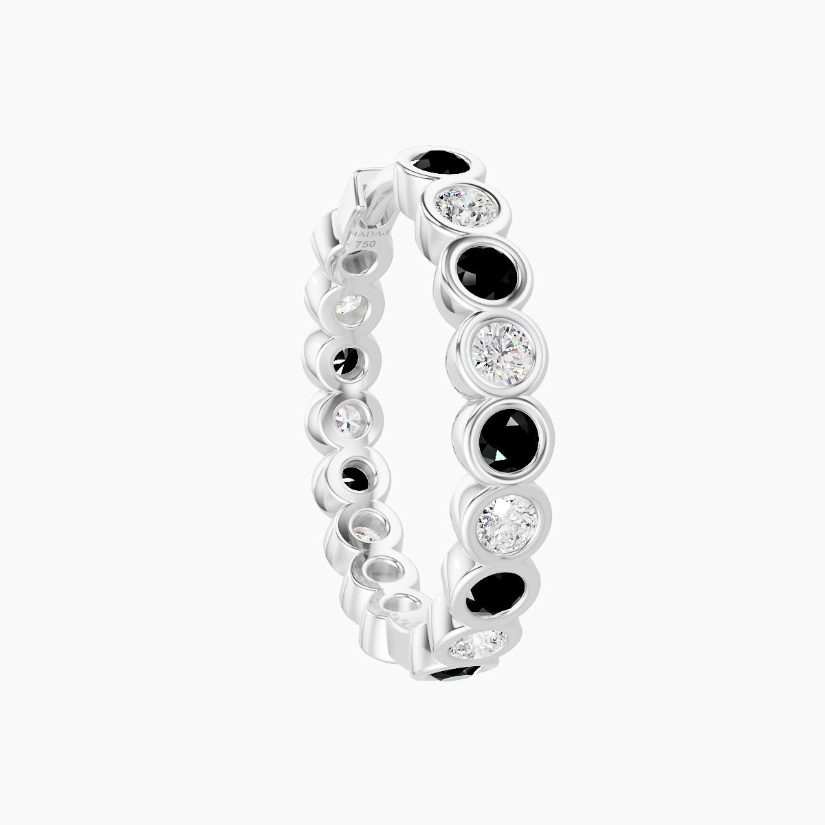 Neith | 18k White Gold 11 mm Black Diamond & Diamond Hoop Piercing