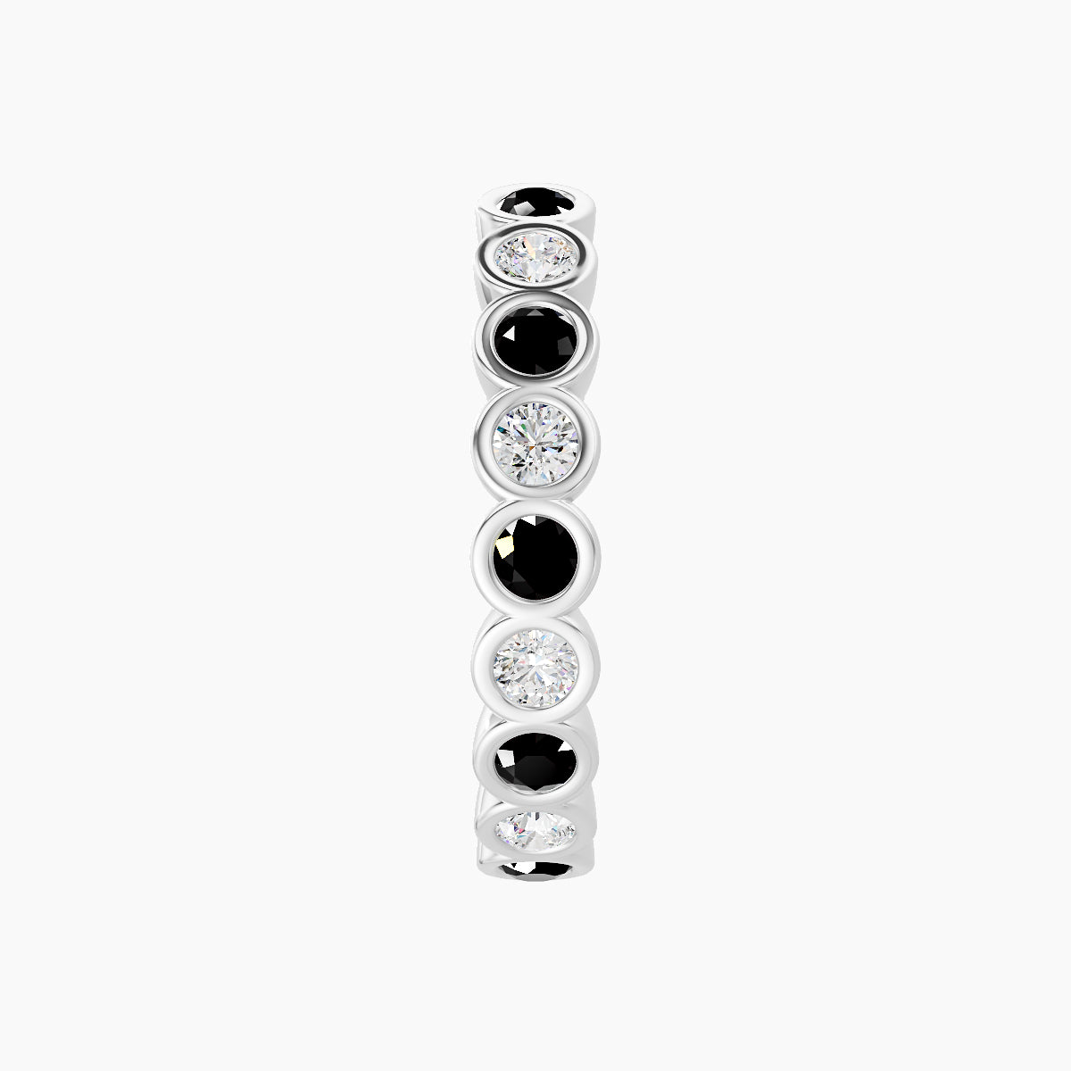 Neith | 18k White Gold 11 mm Black Diamond & Diamond Hoop Piercing