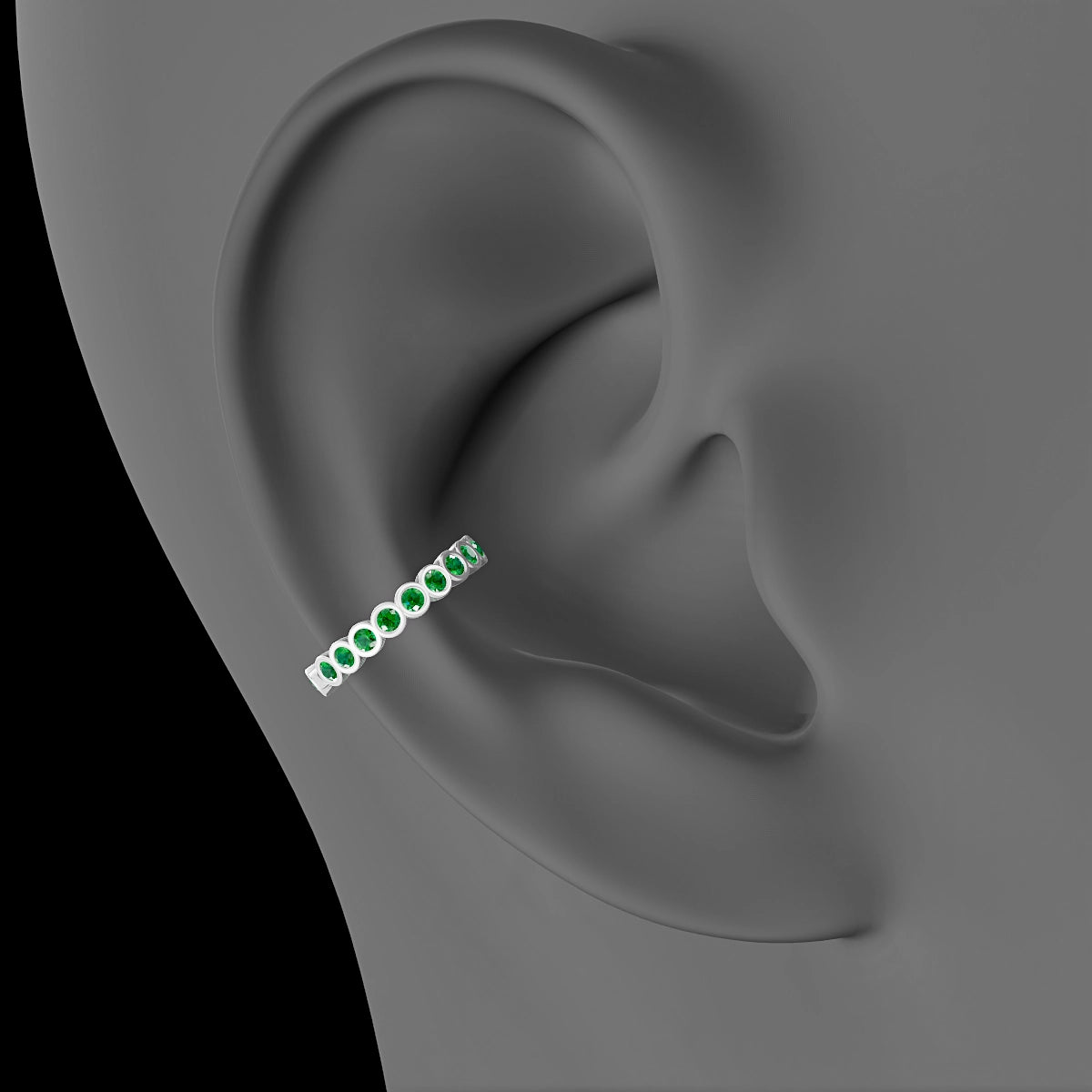 Neith | 18k White Gold 11 mm Emerald Hoop Piercing