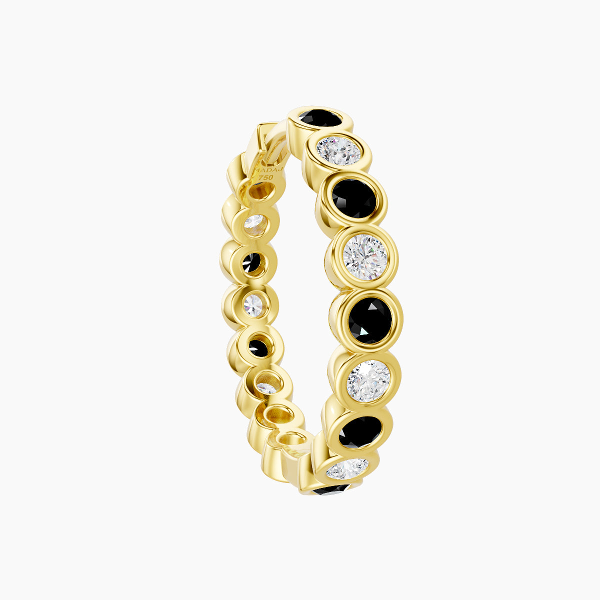 Neith | 18k Yellow Gold 11 mm Black Diamond & Diamond Hoop Piercing