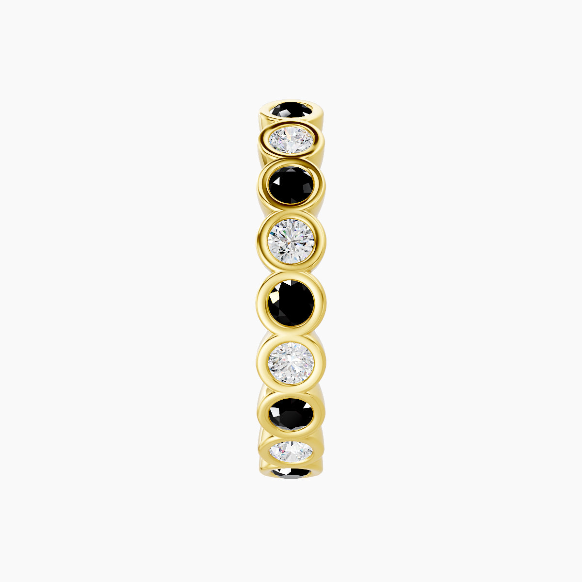 Neith | 18k Yellow Gold 11 mm Black Diamond & Diamond Hoop Piercing