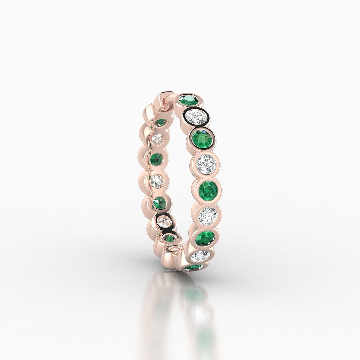 Neith | 18k Rose Gold 11 mm Emerald & Diamond Hoop Piercing