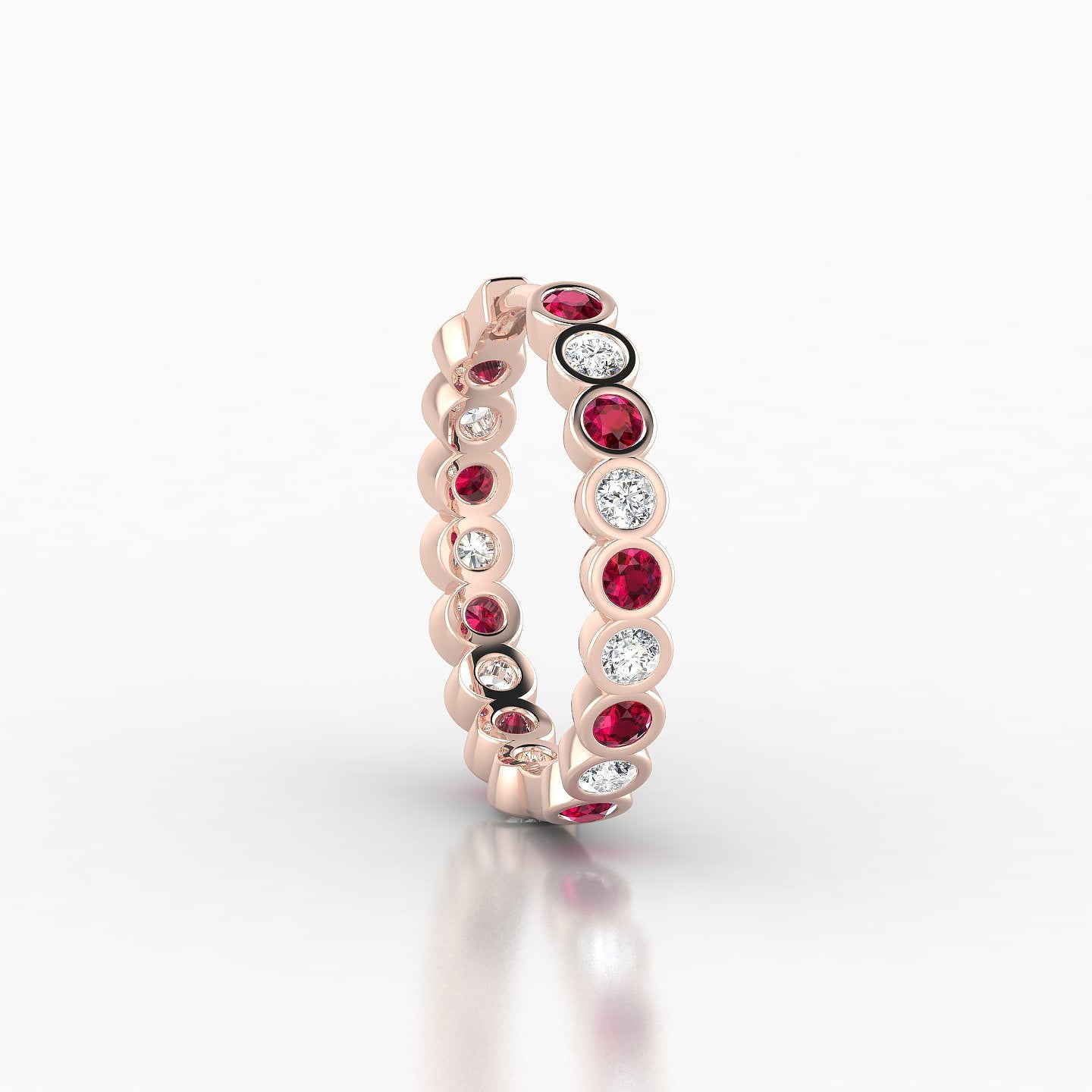 Neith | 18k Rose Gold 11 mm Ruby & Diamond Hoop Piercing