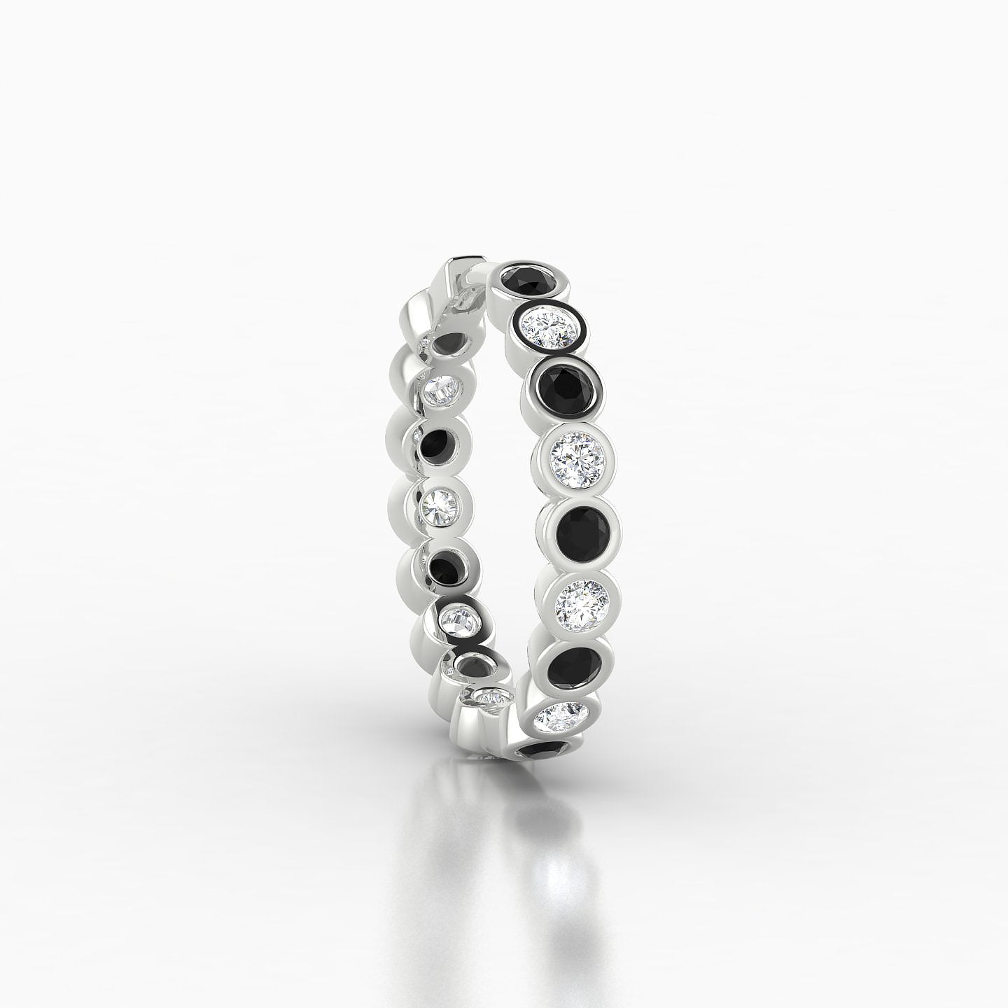 Neith | 18k White Gold 11 mm Black Diamond & Diamond Hoop Piercing