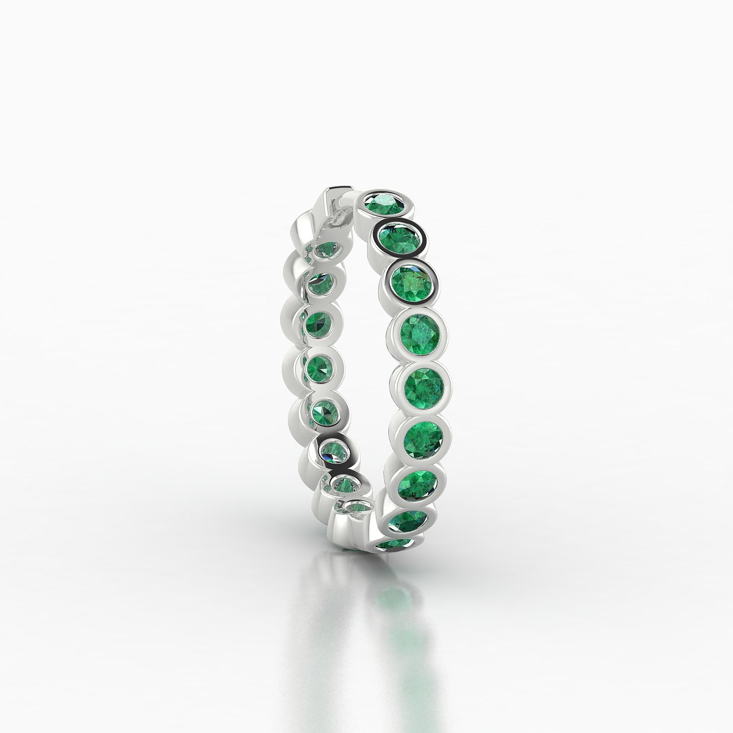 Neith | 18k White Gold 11 mm Emerald Hoop Piercing