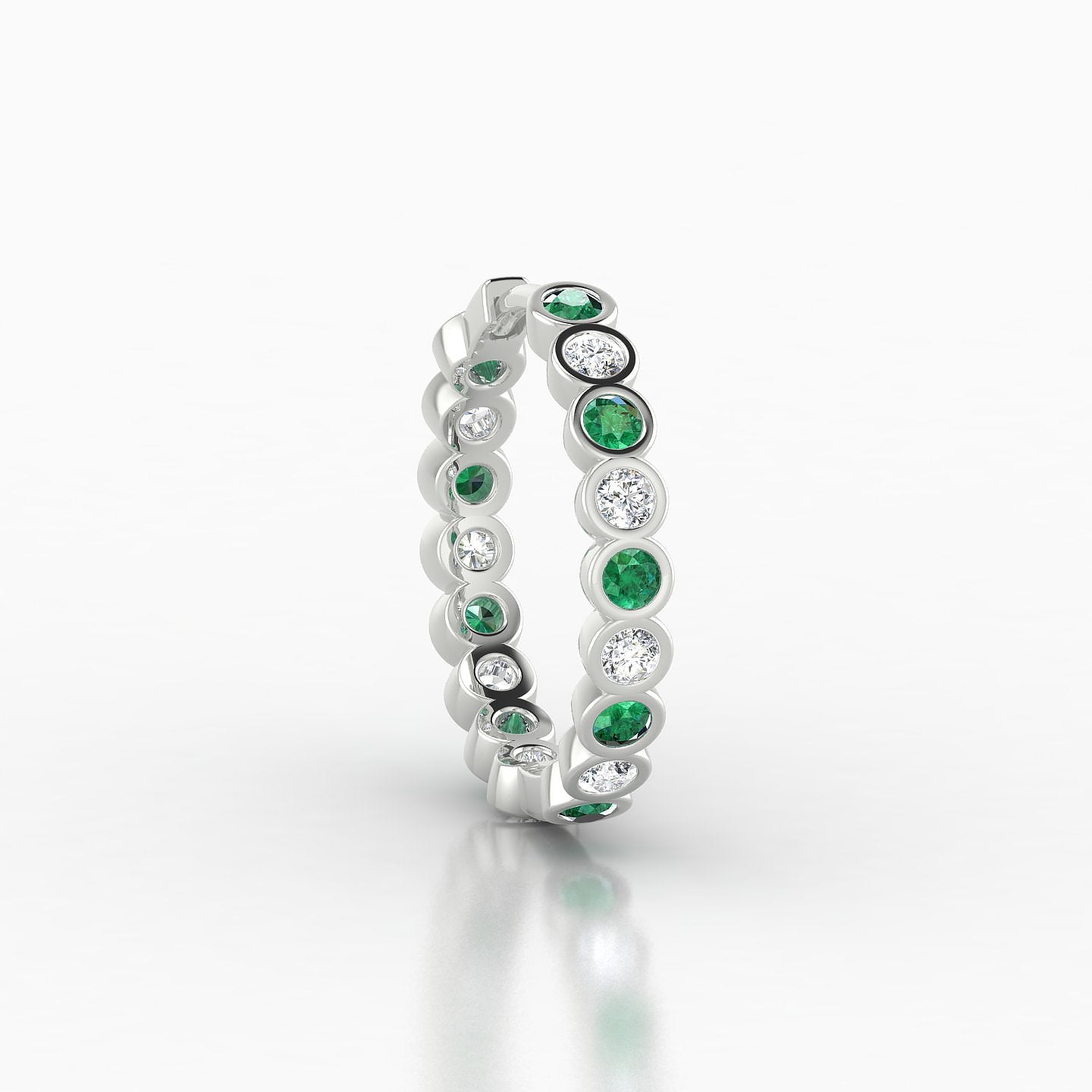 Neith | 18k White Gold 11 mm Emerald & Diamond Hoop Piercing