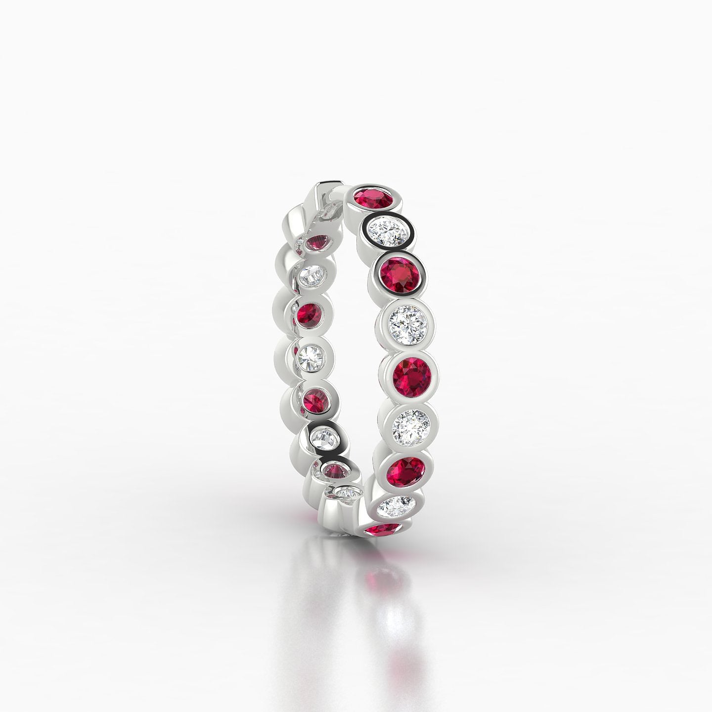 Neith | 18k White Gold 11 mm Ruby & Diamond Hoop Piercing