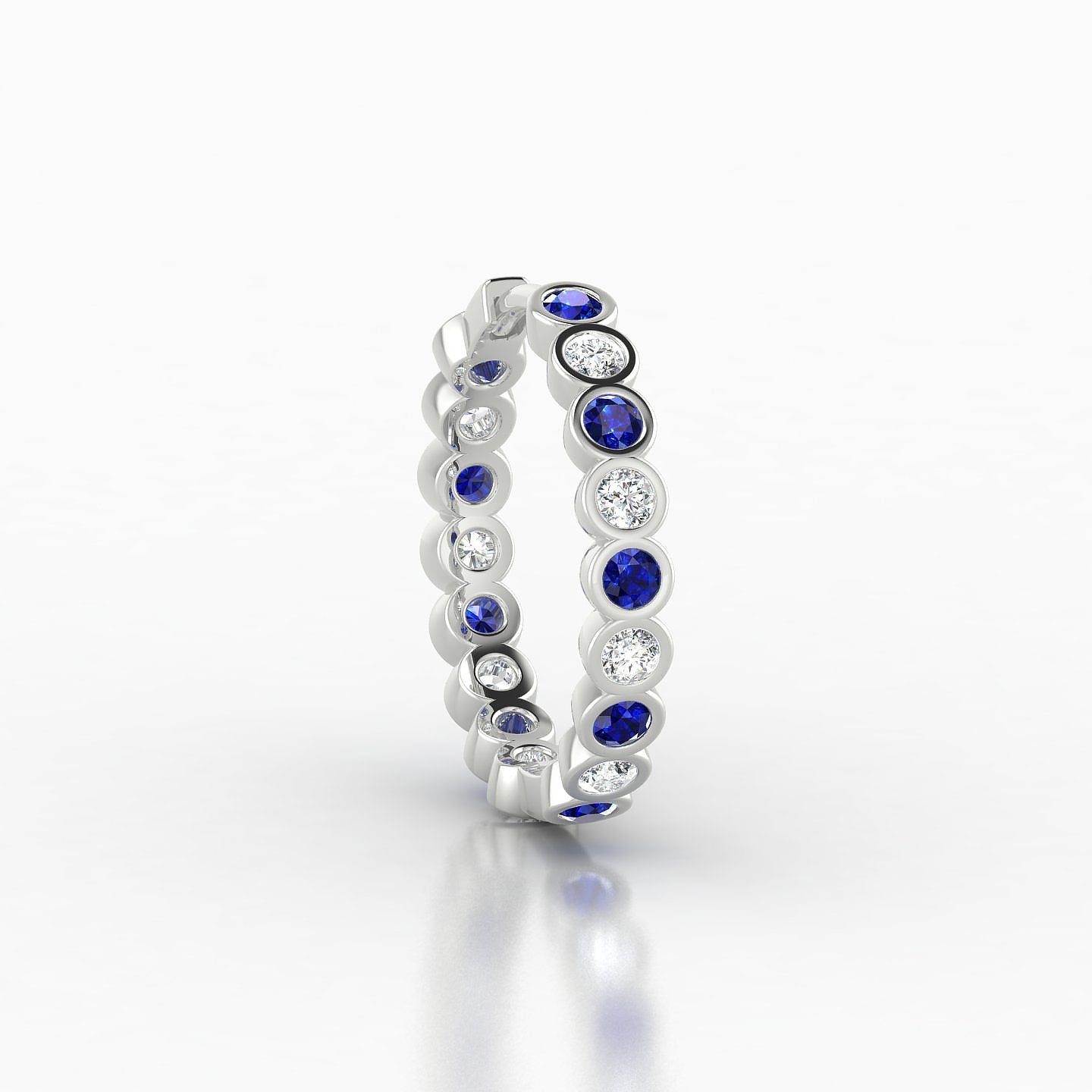 Neith | 18k White Gold 11 mm Sapphire & Diamond Hoop Piercing