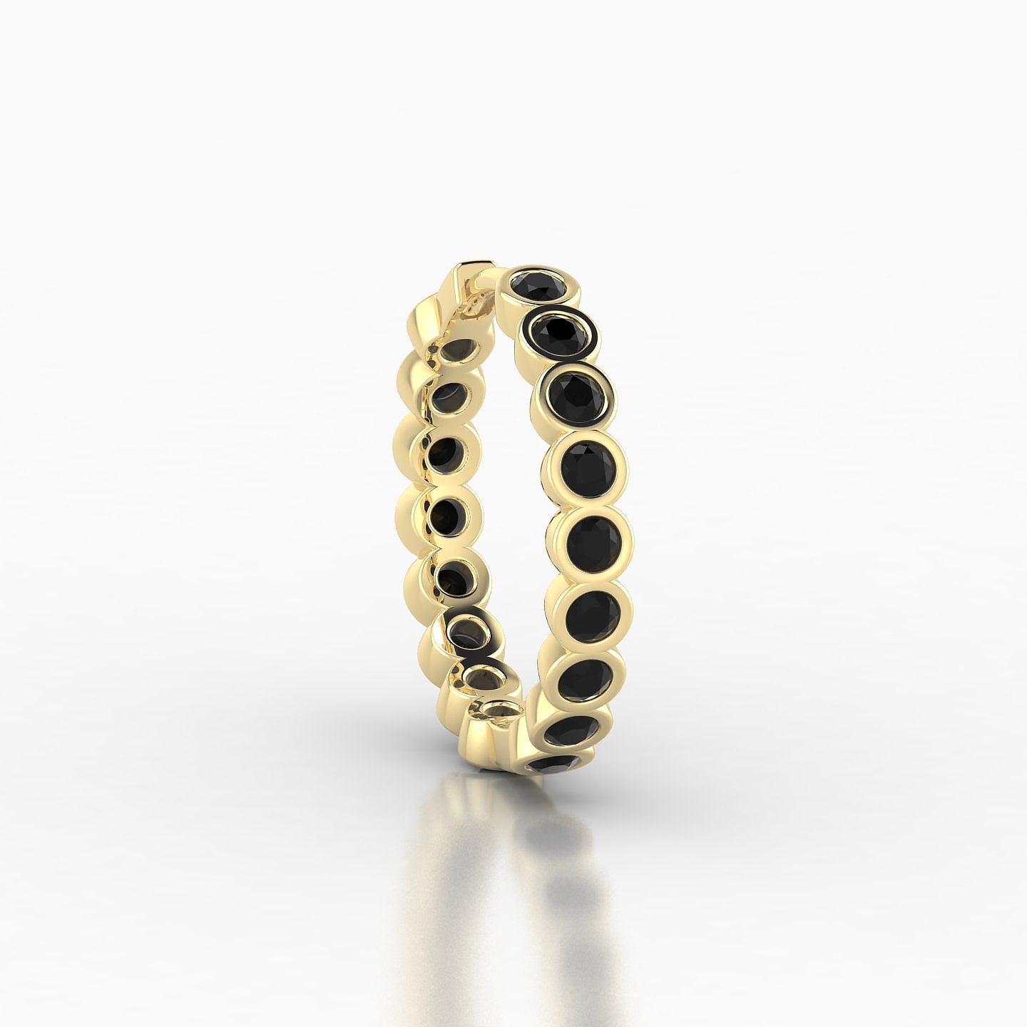 Neith | 18k Yellow Gold 11 mm Black Diamond Hoop Piercing