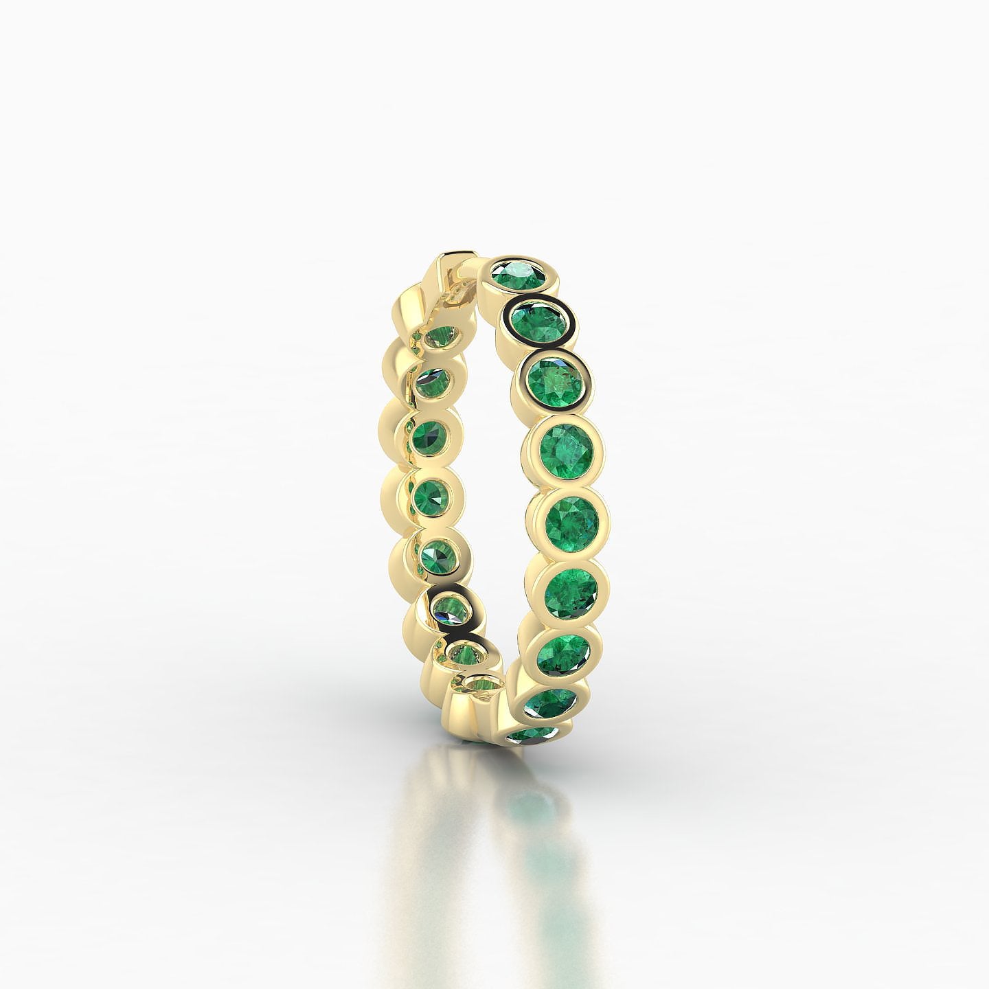 Neith | 18k Yellow Gold 11 mm Emerald Hoop Piercing