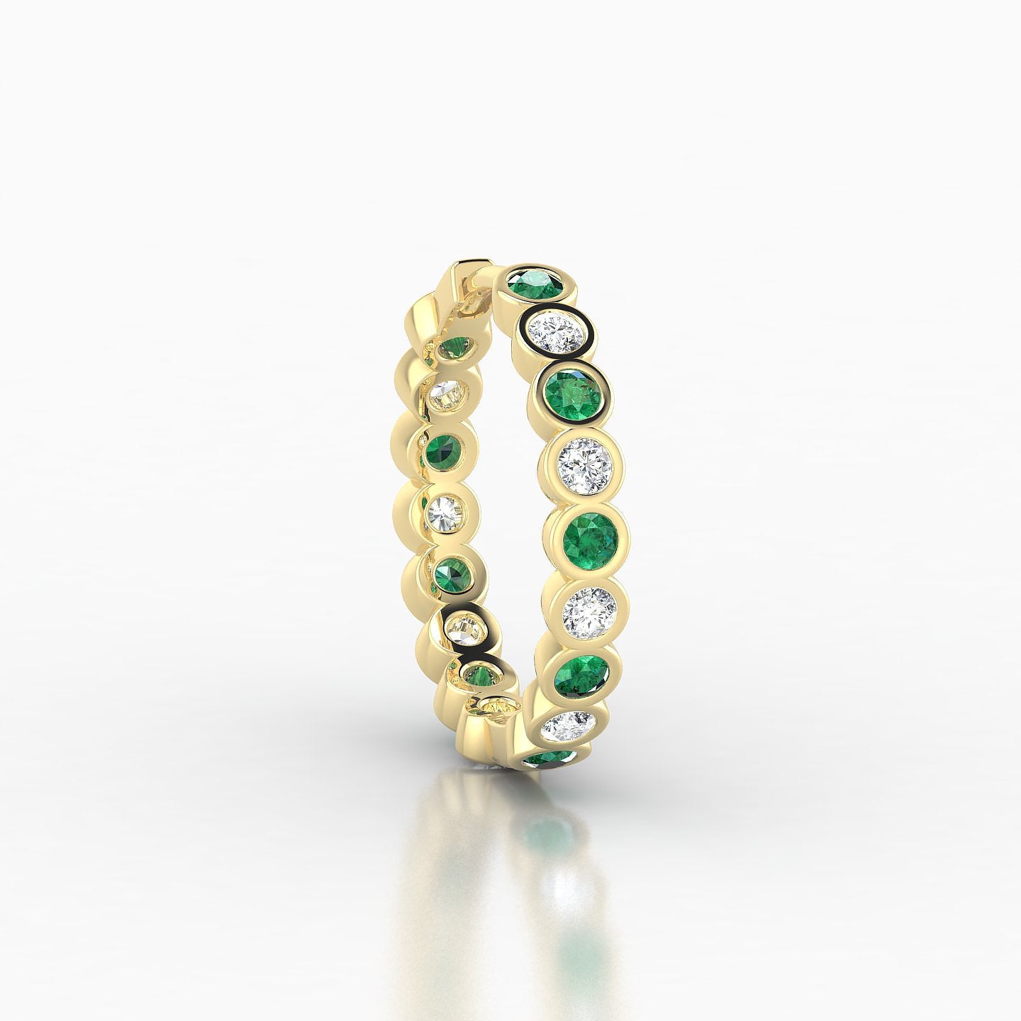 Neith | 18k Yellow Gold 11 mm Emerald & Diamond Hoop Piercing