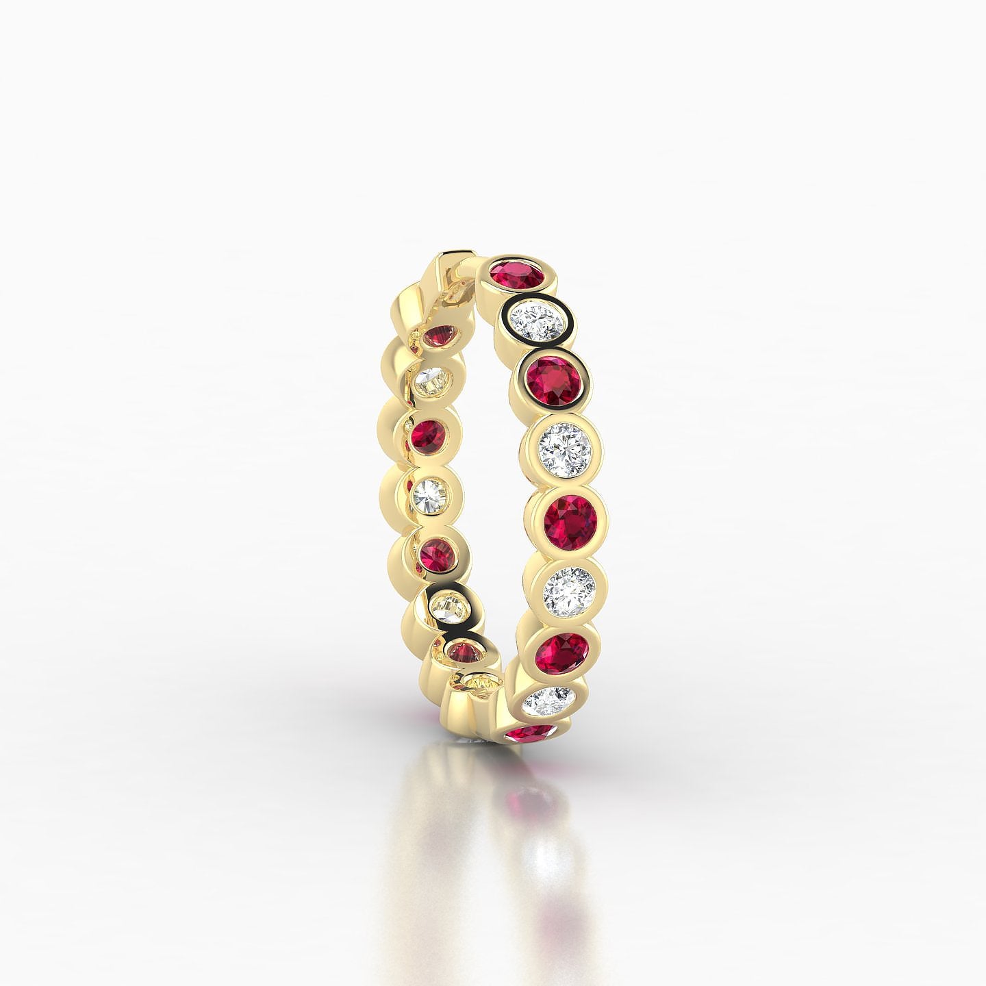 Neith | 18k Yellow Gold 11 mm Ruby & Diamond Hoop Piercing