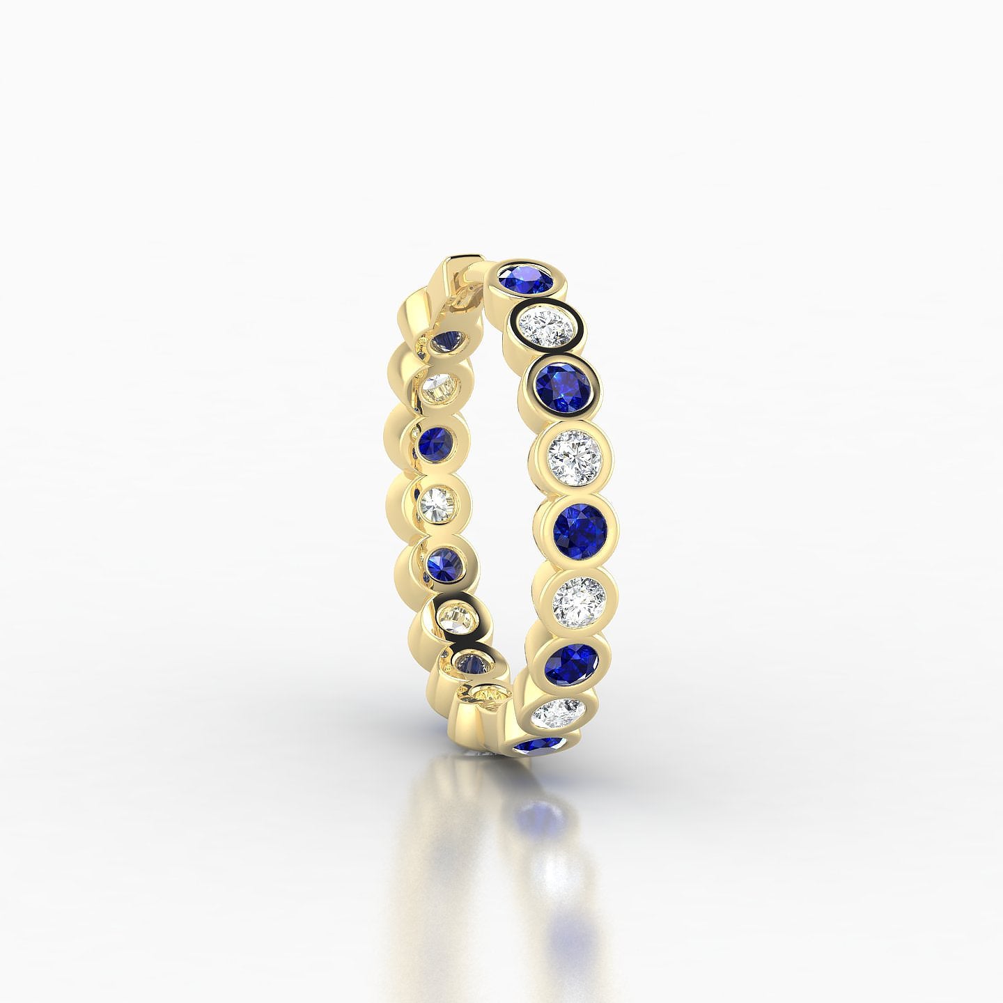 Neith | 18k Yellow Gold 11 mm Sapphire & Diamond Hoop Piercing