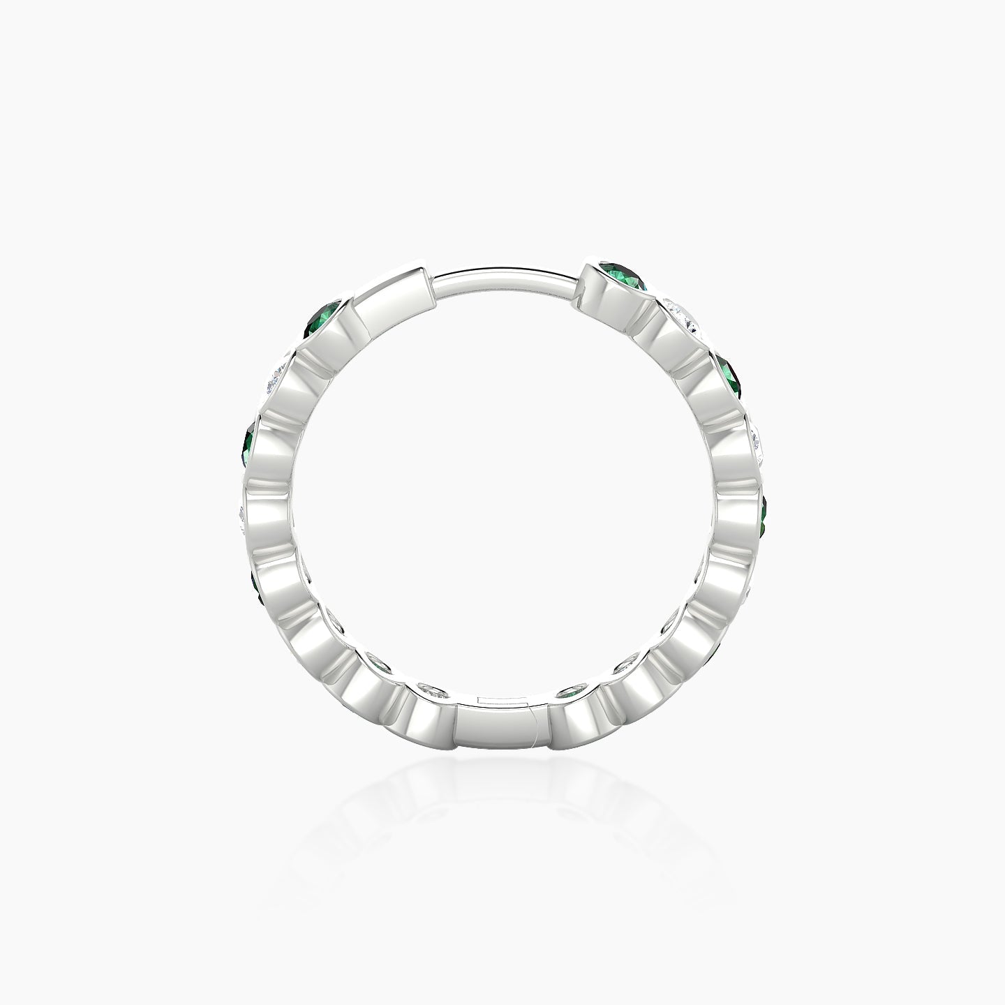 Neith | 18k White Gold 11 mm Emerald & Diamond Hoop Piercing