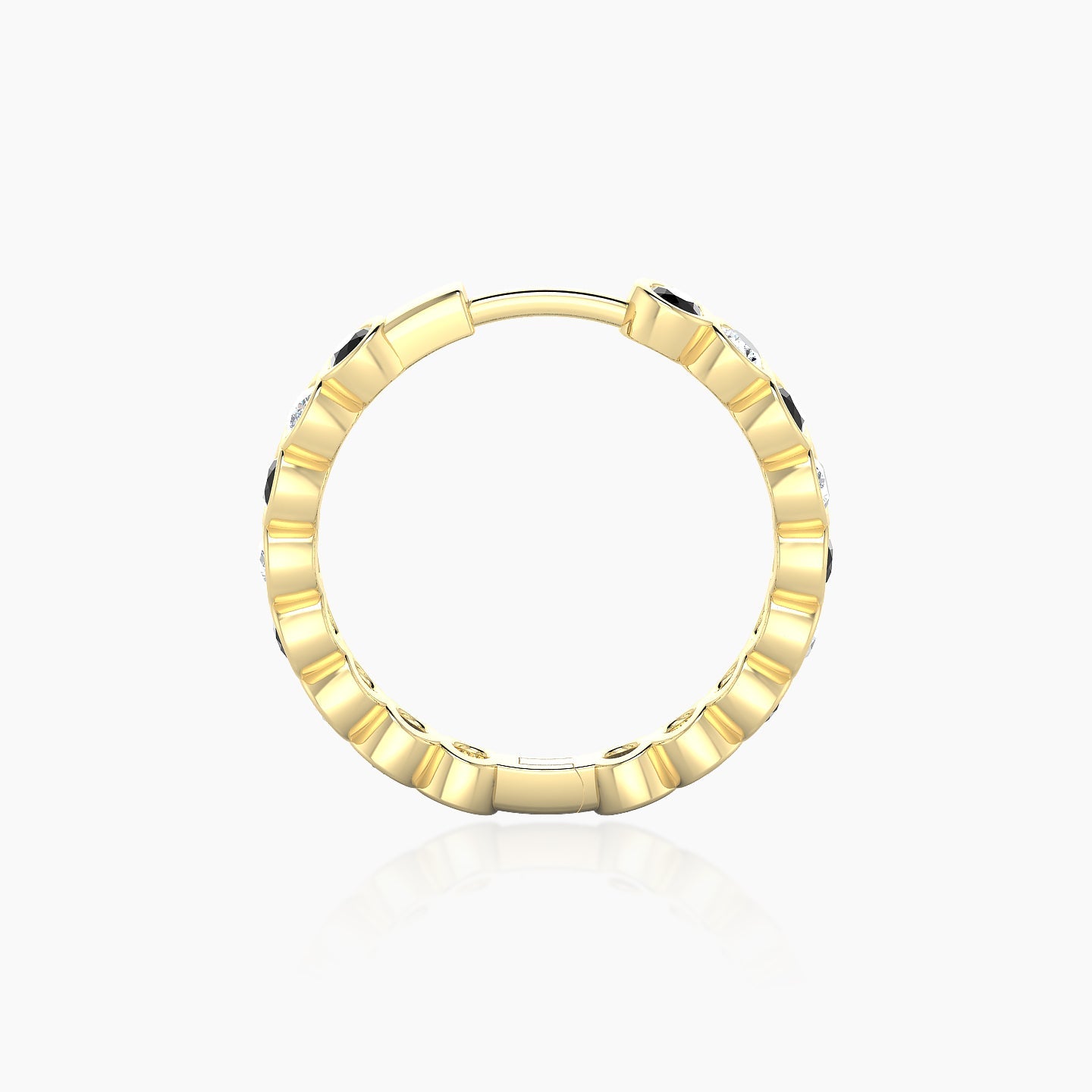 Neith | 18k Yellow Gold 11 mm Black Diamond & Diamond Hoop Piercing