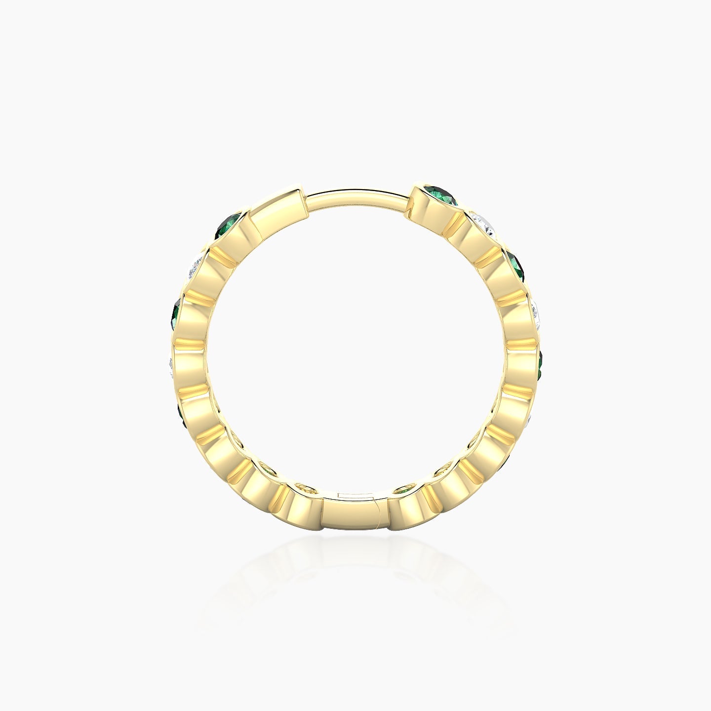 Neith | 18k Yellow Gold 11 mm Emerald & Diamond Hoop Piercing