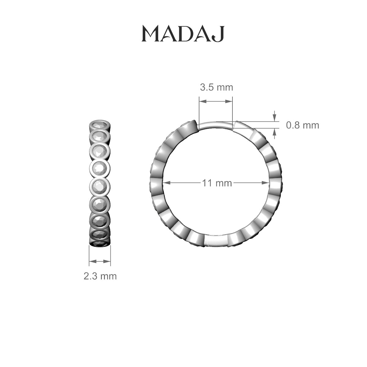 Neith | 18k Rose Gold 11 mm Black Diamond Hoop Piercing