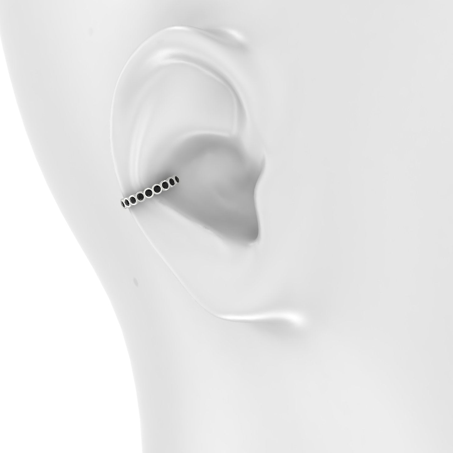 Neith | 18k White Gold 11 mm Black Diamond Hoop Piercing