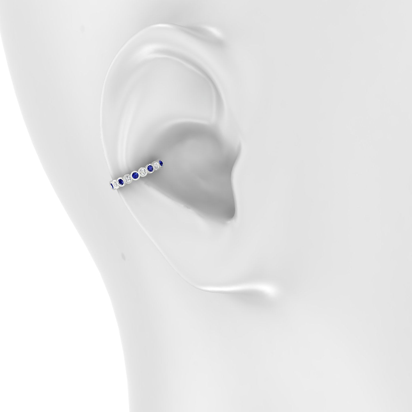 Neith | 18k White Gold 11 mm Sapphire & Diamond Hoop Piercing