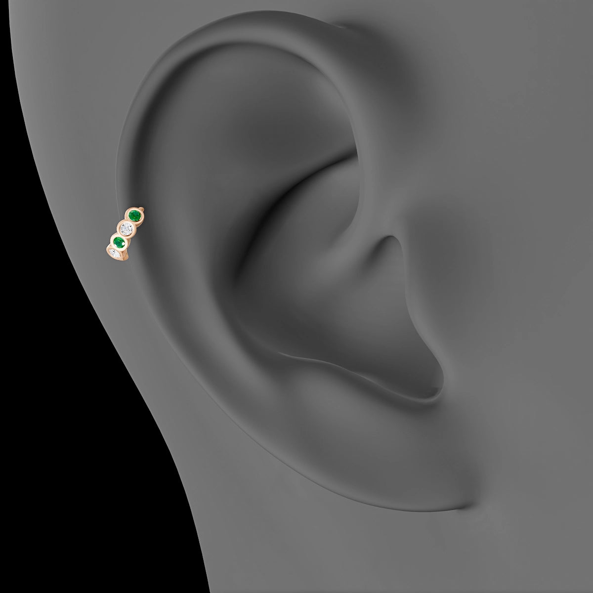 Neith | 18k Rose Gold 5 mm Emerald & Diamond Hoop Piercing