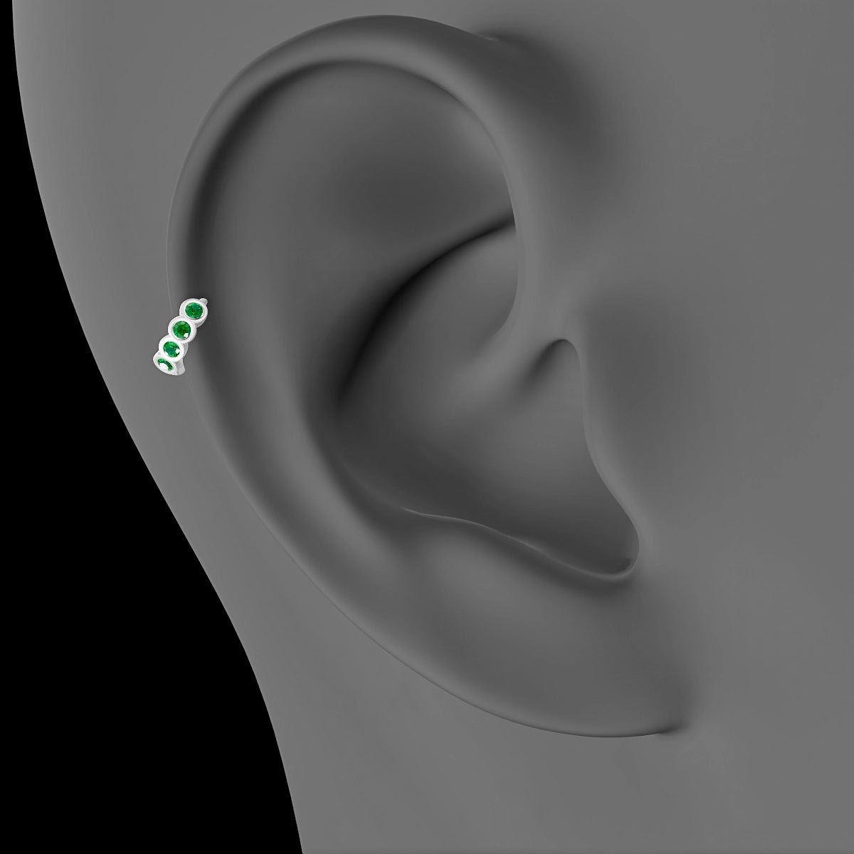 Neith | 18k White Gold 5 mm Emerald Hoop Piercing