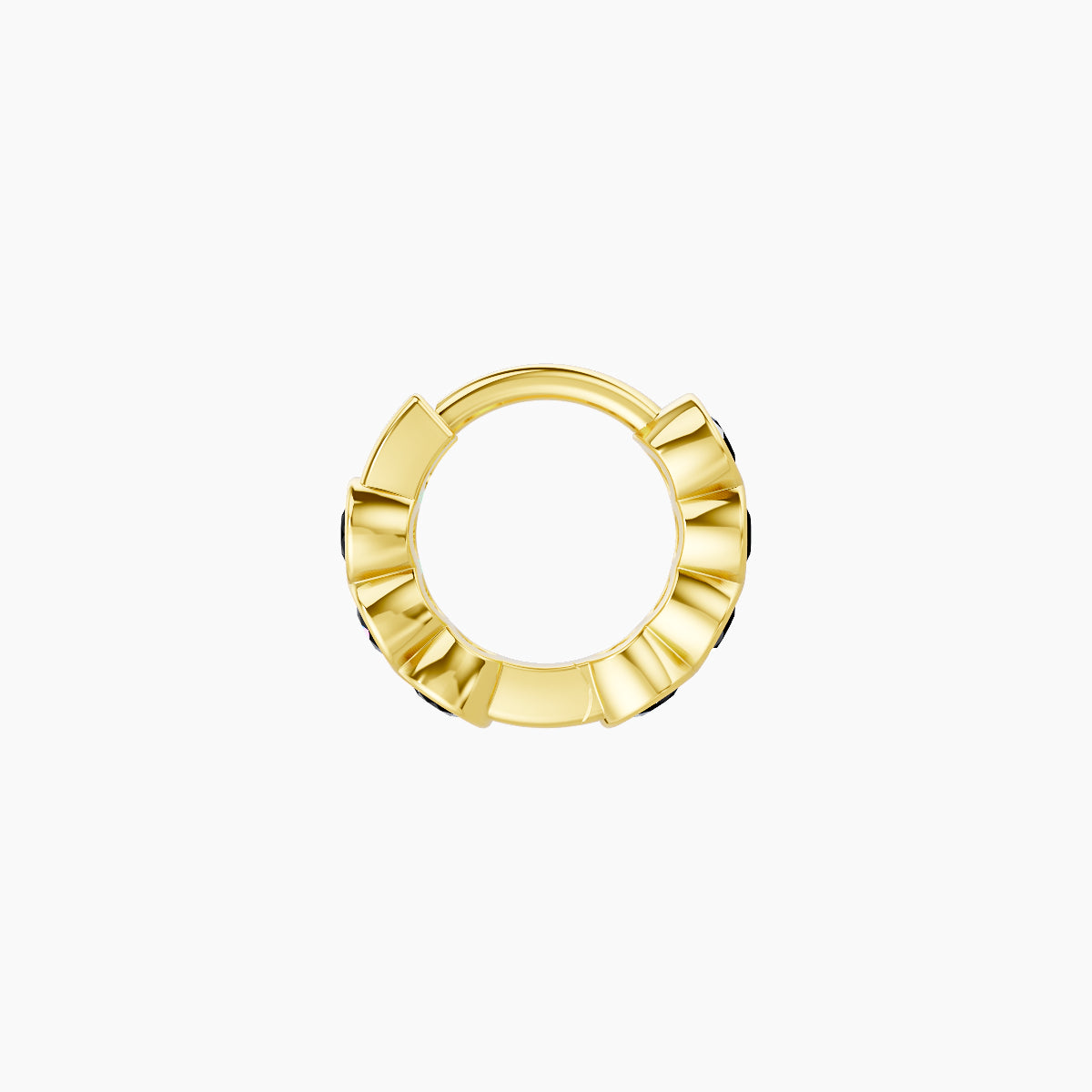 Neith | 18k Yellow Gold 5 mm Black Diamond Hoop Piercing