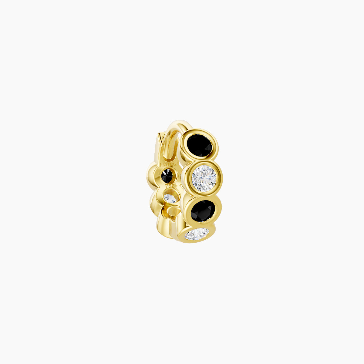 Neith | 18k Yellow Gold 5 mm Black Diamond & Diamond Hoop Piercing