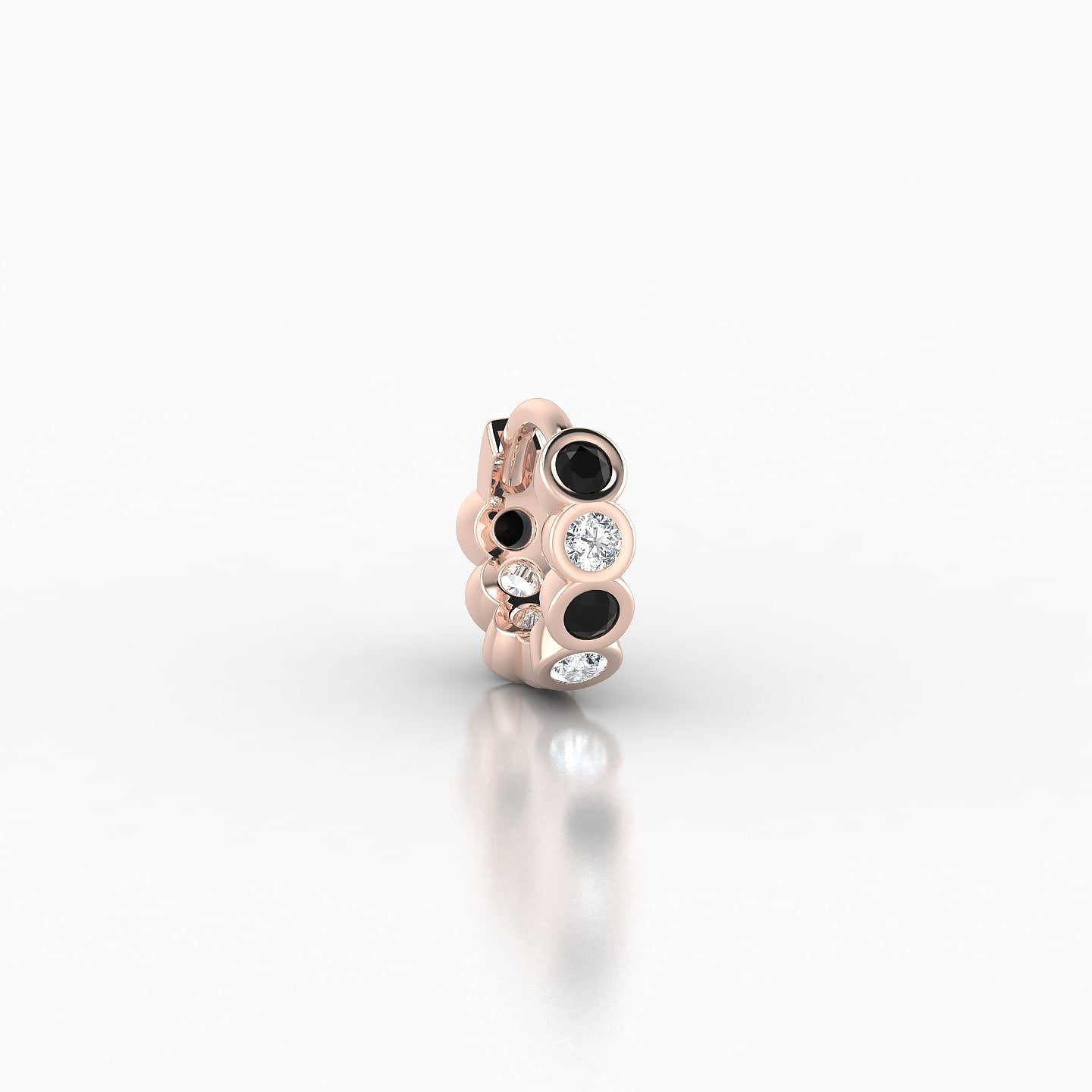 Neith | 18k Rose Gold 5 mm Black Diamond & Diamond Hoop Piercing