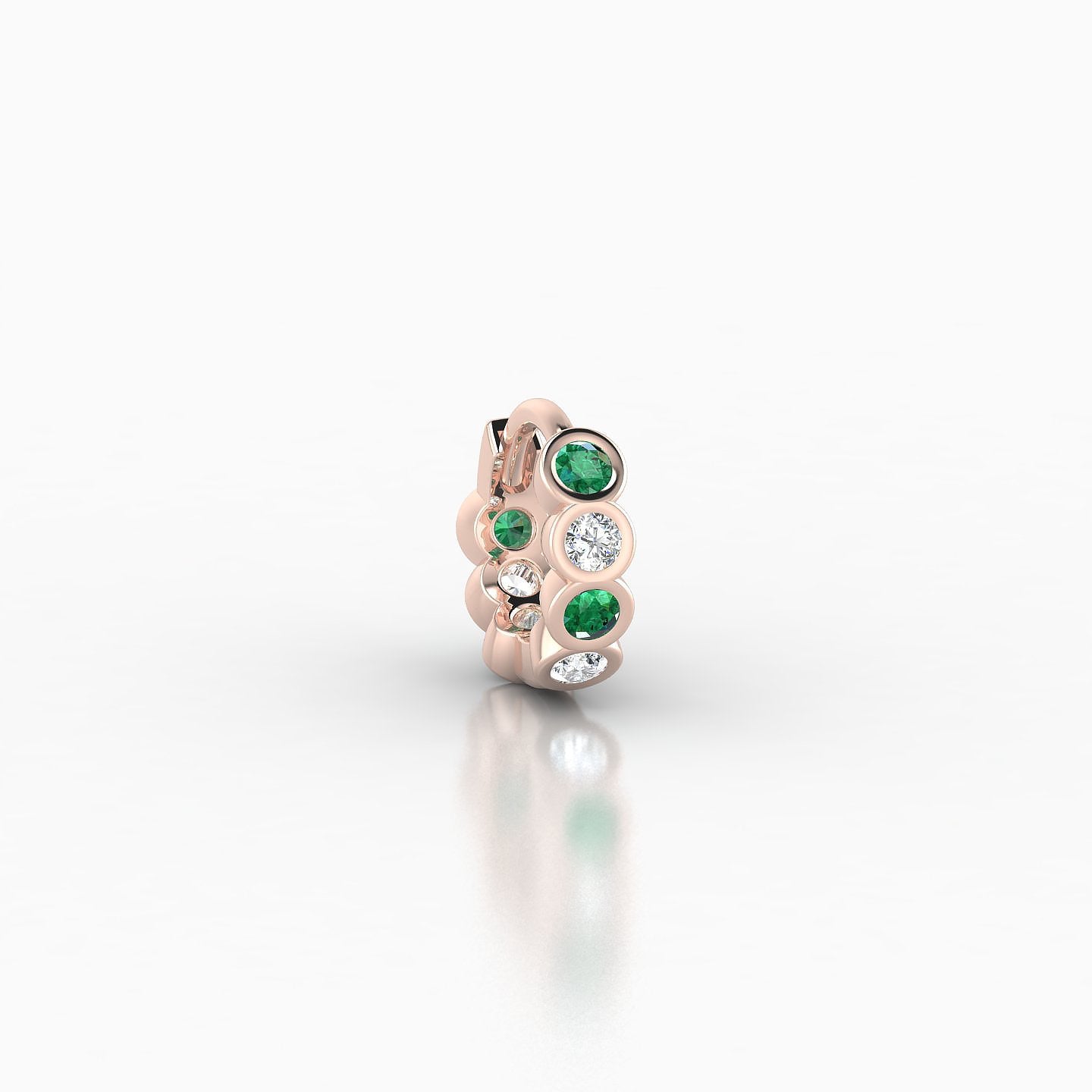 Neith | 18k Rose Gold 5 mm Emerald & Diamond Hoop Piercing