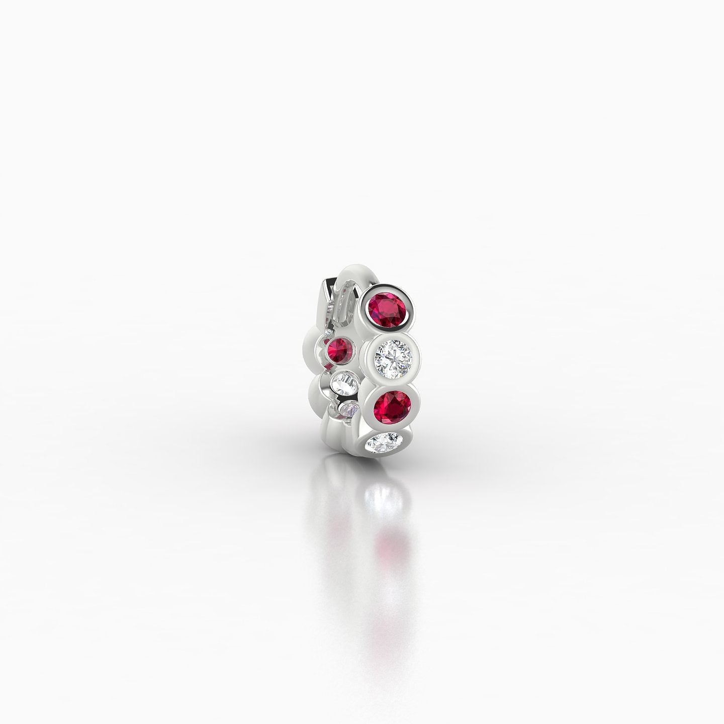 Neith | 18k White Gold 5 mm Ruby & Diamond Hoop Piercing