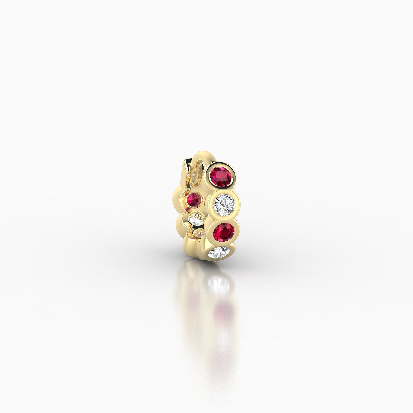 Neith | 18k Yellow Gold 5 mm Ruby & Diamond Hoop Piercing