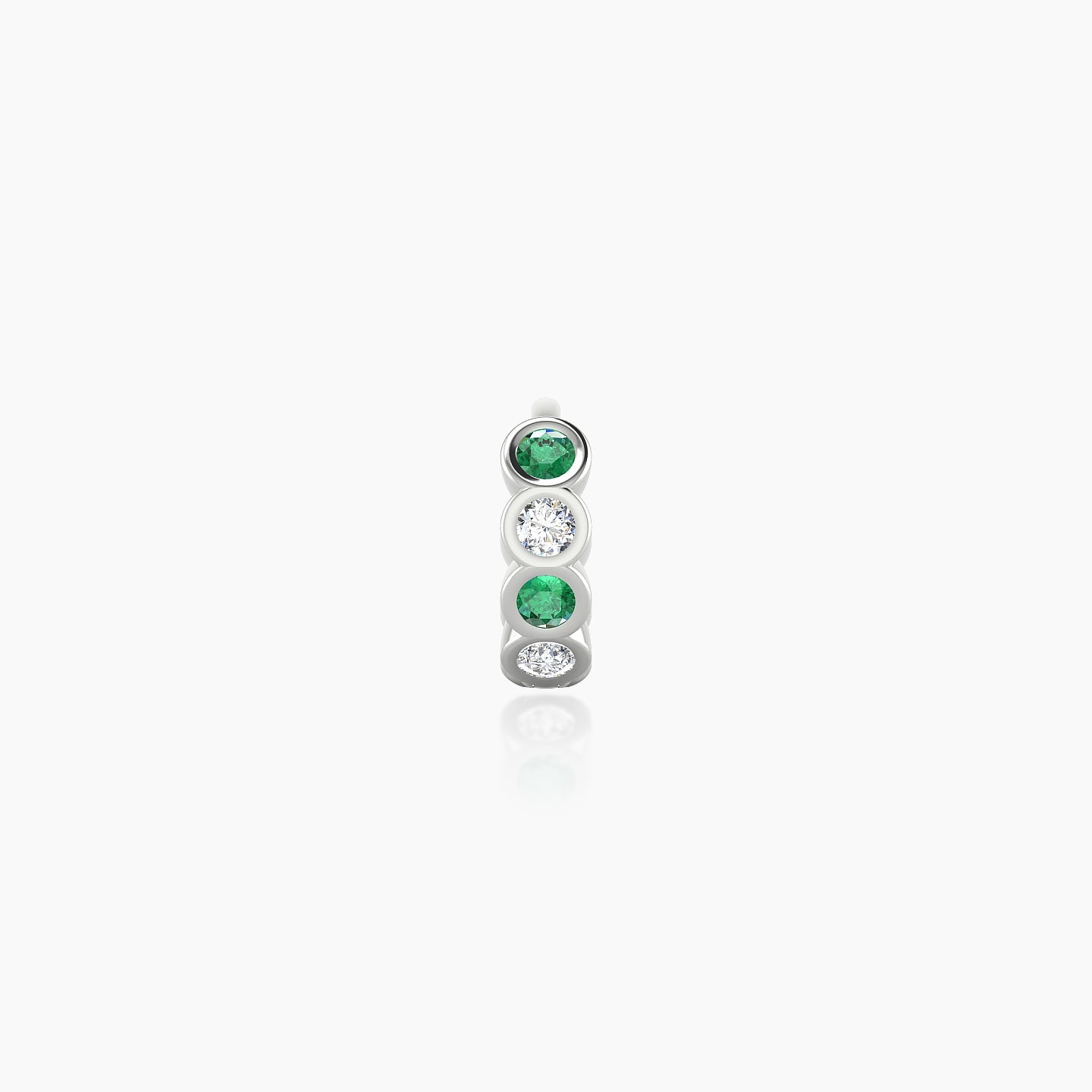 Neith | 18k White Gold 5 mm Emerald & Diamond Hoop Piercing