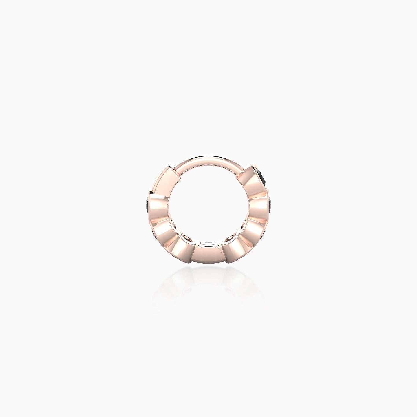 Neith | 18k Rose Gold 5 mm Black Diamond Hoop Piercing