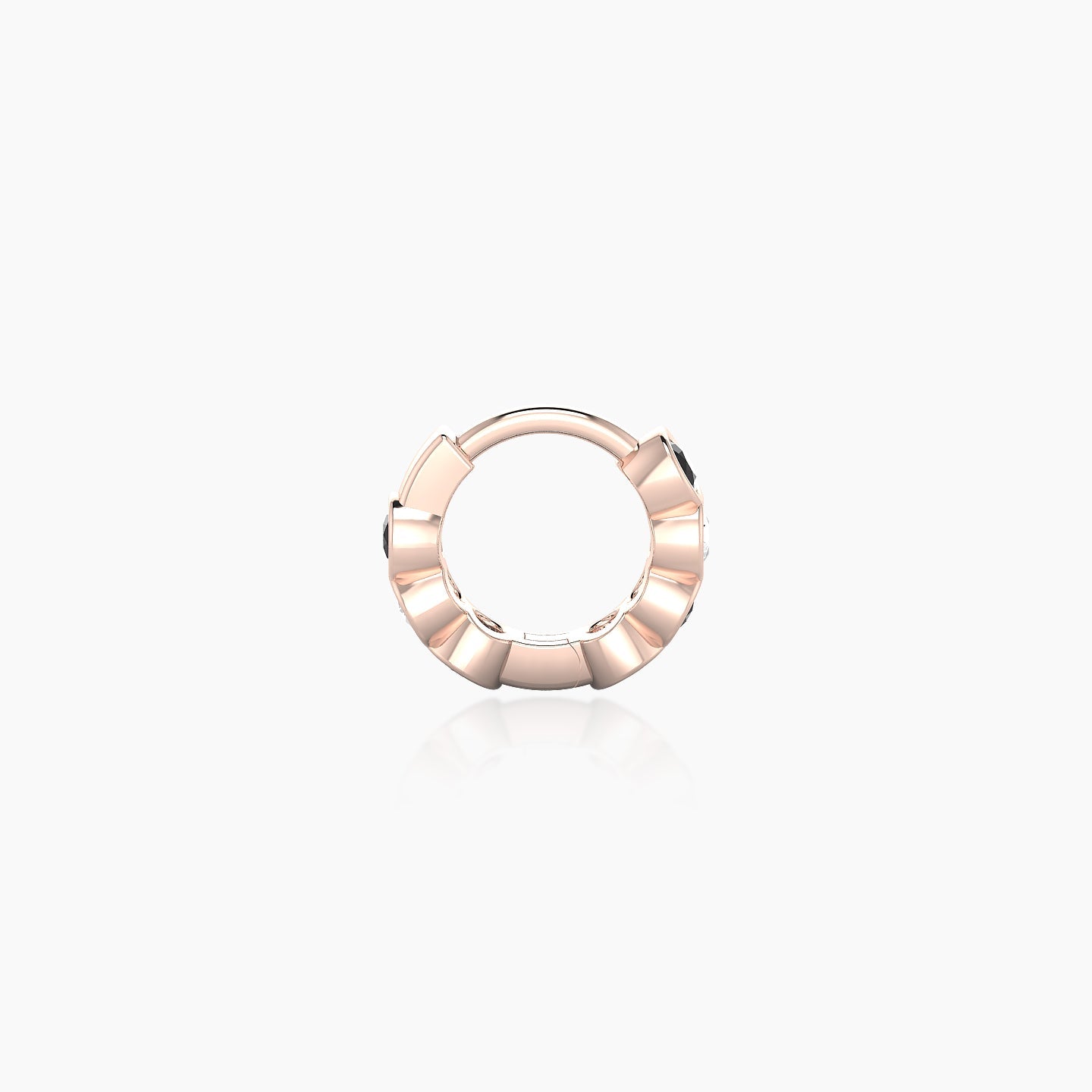 Neith | 18k Rose Gold 5 mm Black Diamond & Diamond Hoop Piercing