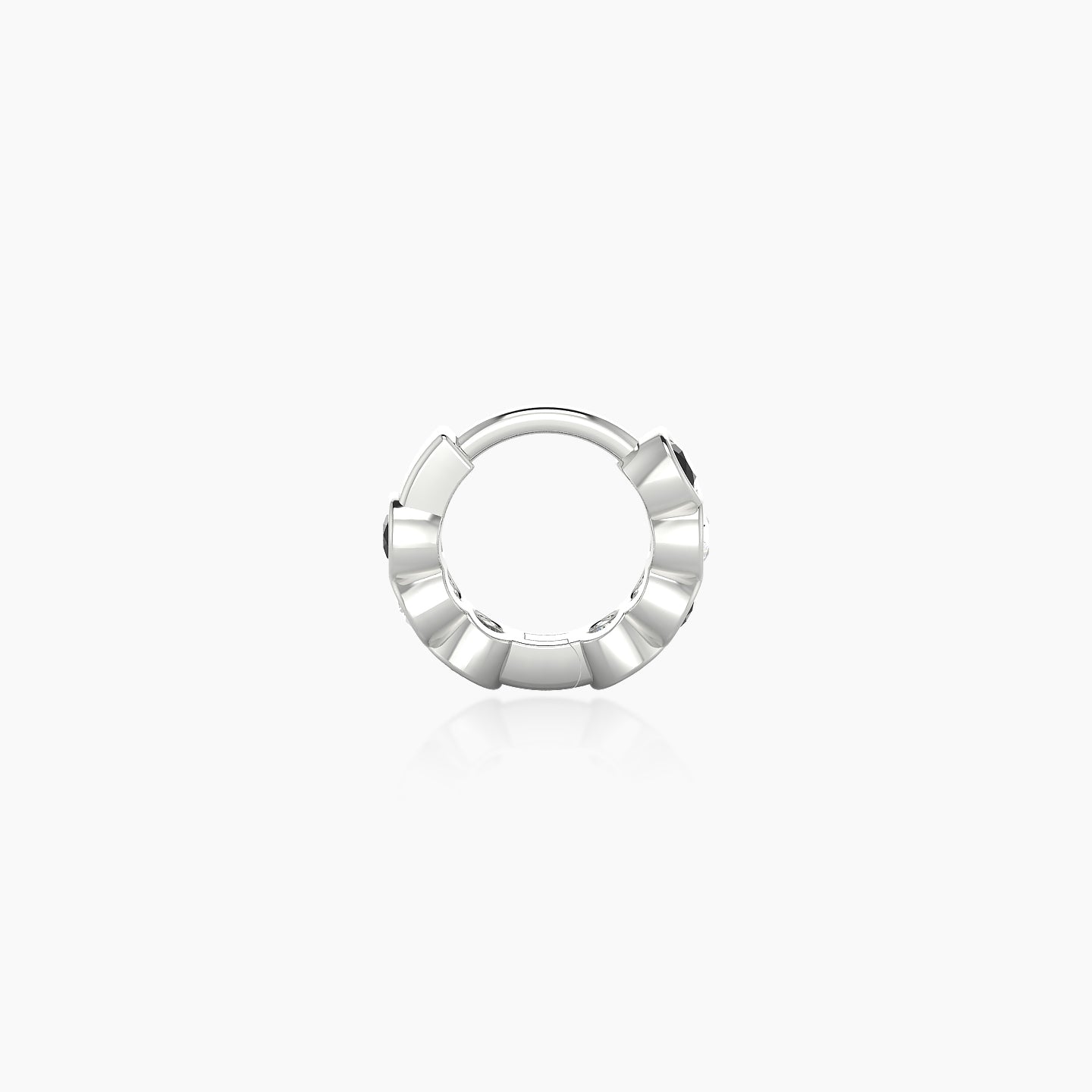 Neith | 18k White Gold 5 mm Black Diamond & Diamond Hoop Piercing