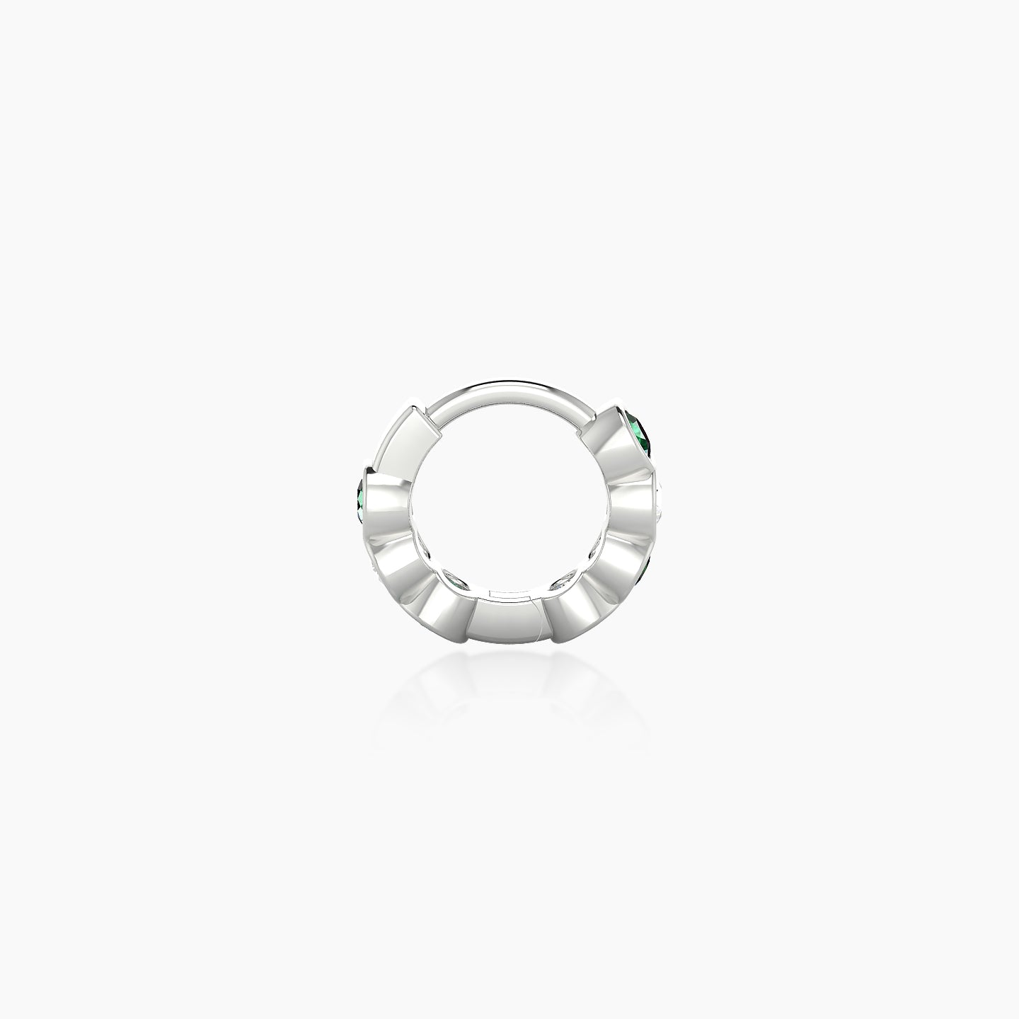 Neith | 18k White Gold 5 mm Emerald & Diamond Hoop Piercing