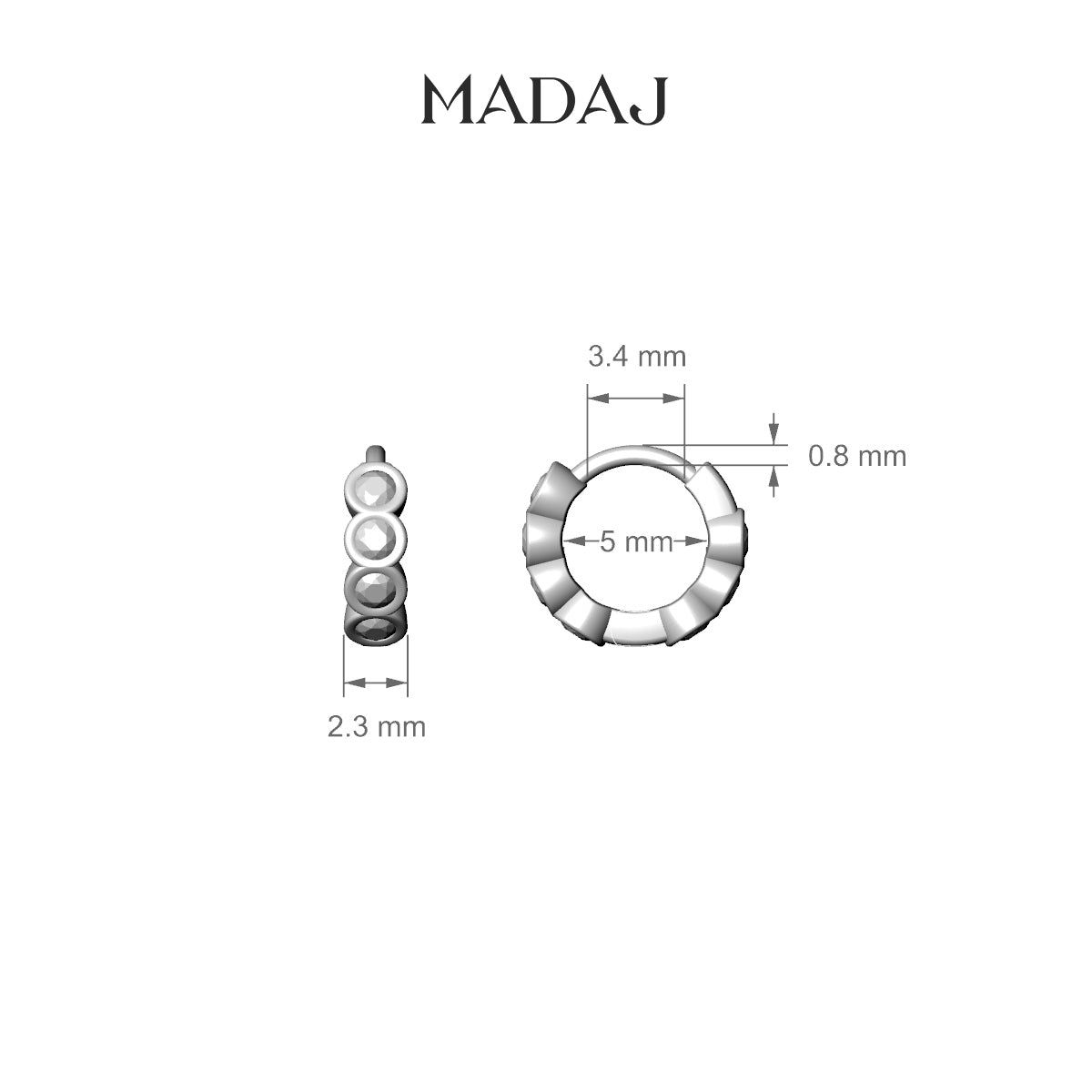 Neith | 18k White Gold 5 mm Black Diamond Hoop Piercing