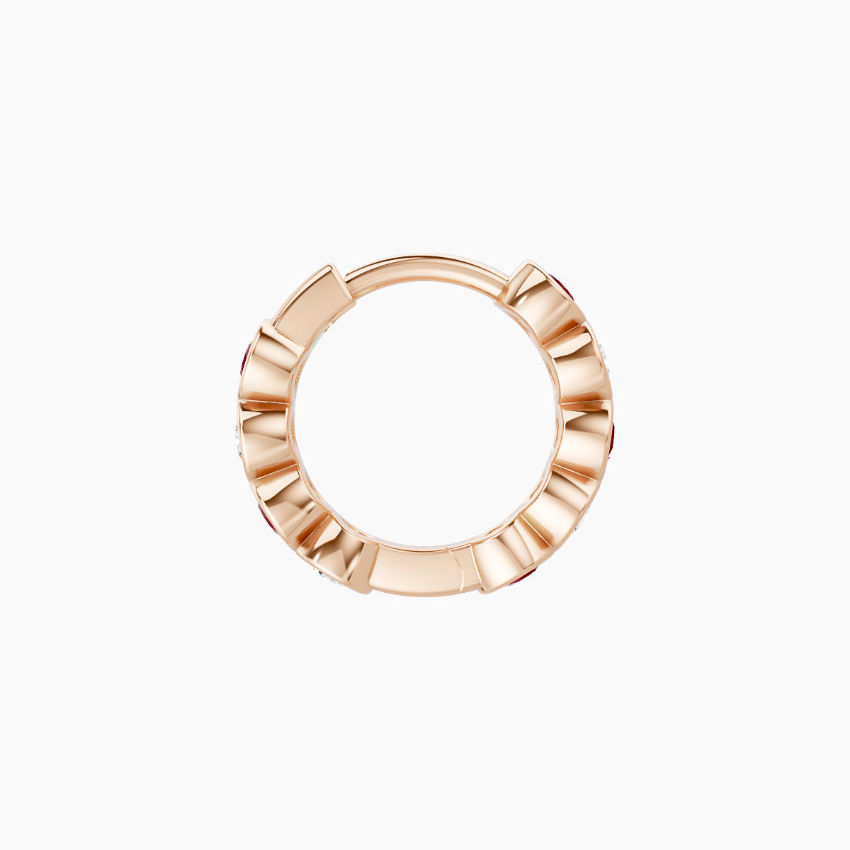 Neith | 18k Rose Gold 6.5 mm Ruby & Diamond Hoop Piercing