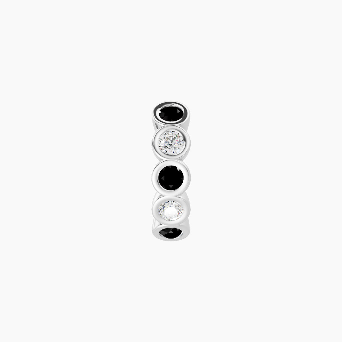Neith | 18k White Gold 6.5 mm Black Diamond & Diamond Hoop Piercing